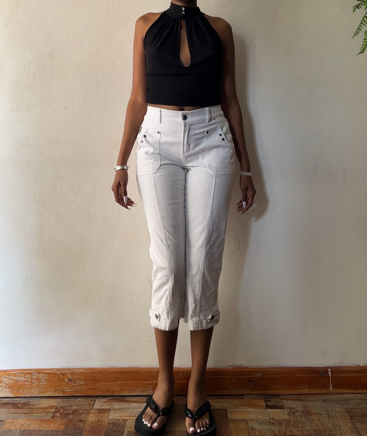 White y2k Nollywood capris
