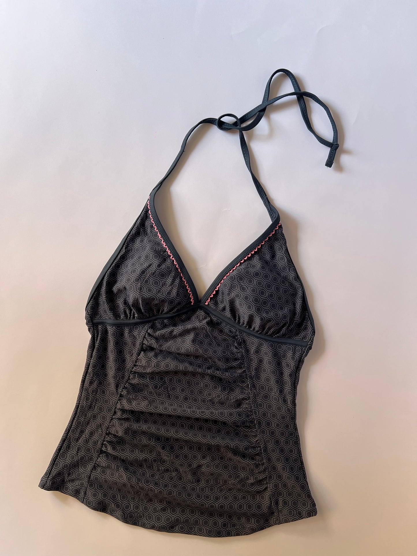 Black graphic halter top