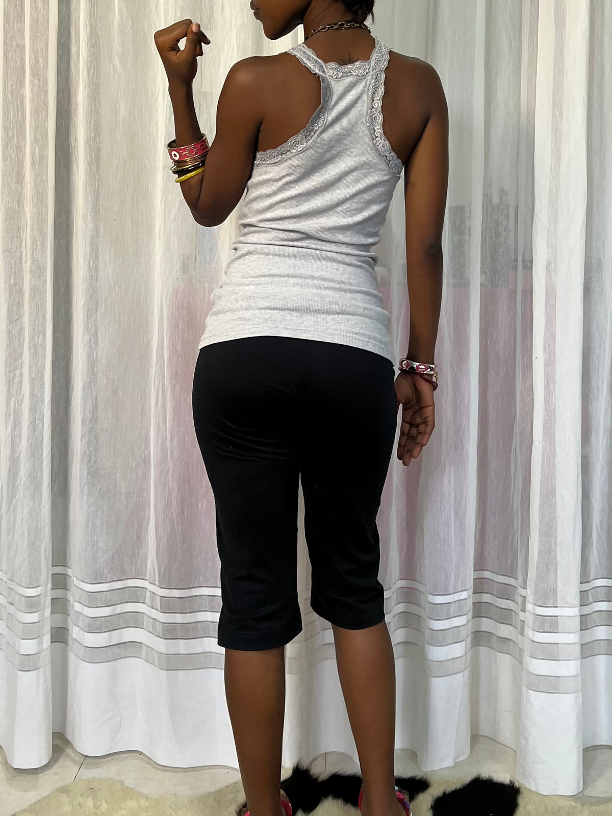 Grey Lace-Trim Cami