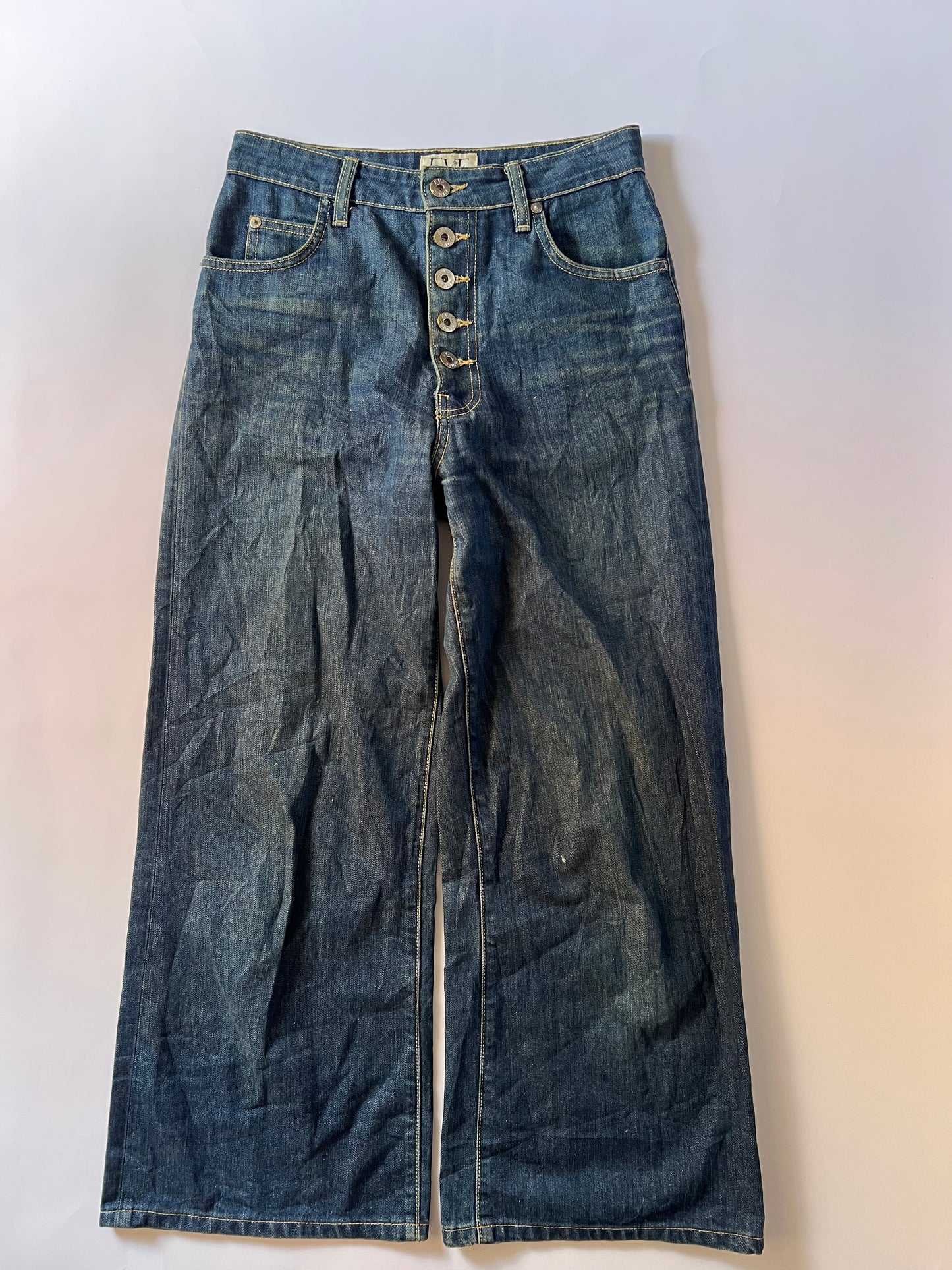 Dark wash wide leg jeans