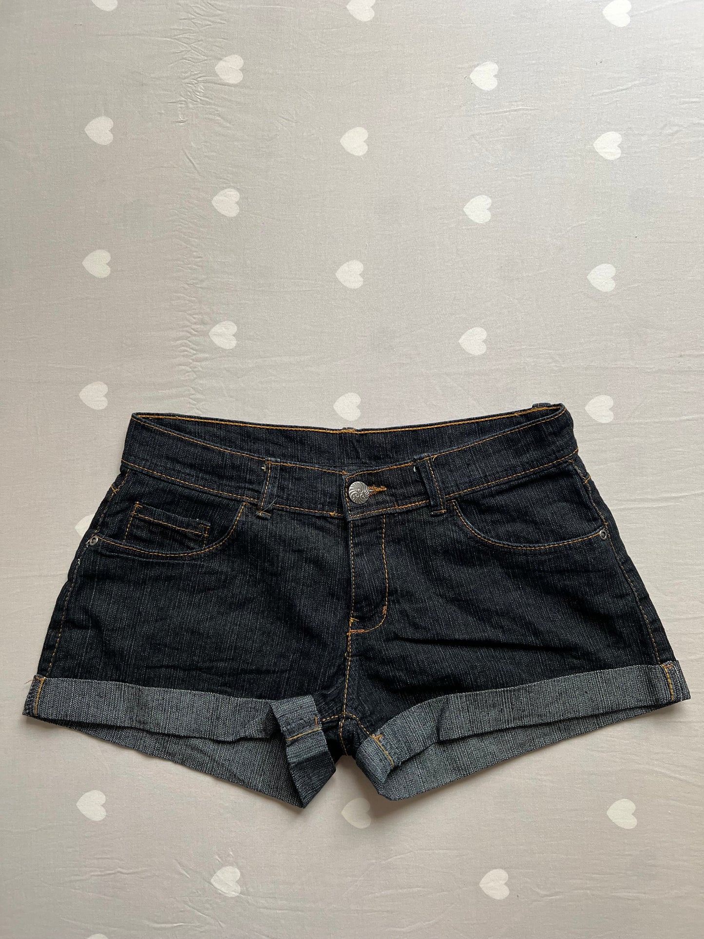 Dark wash denim shorts
