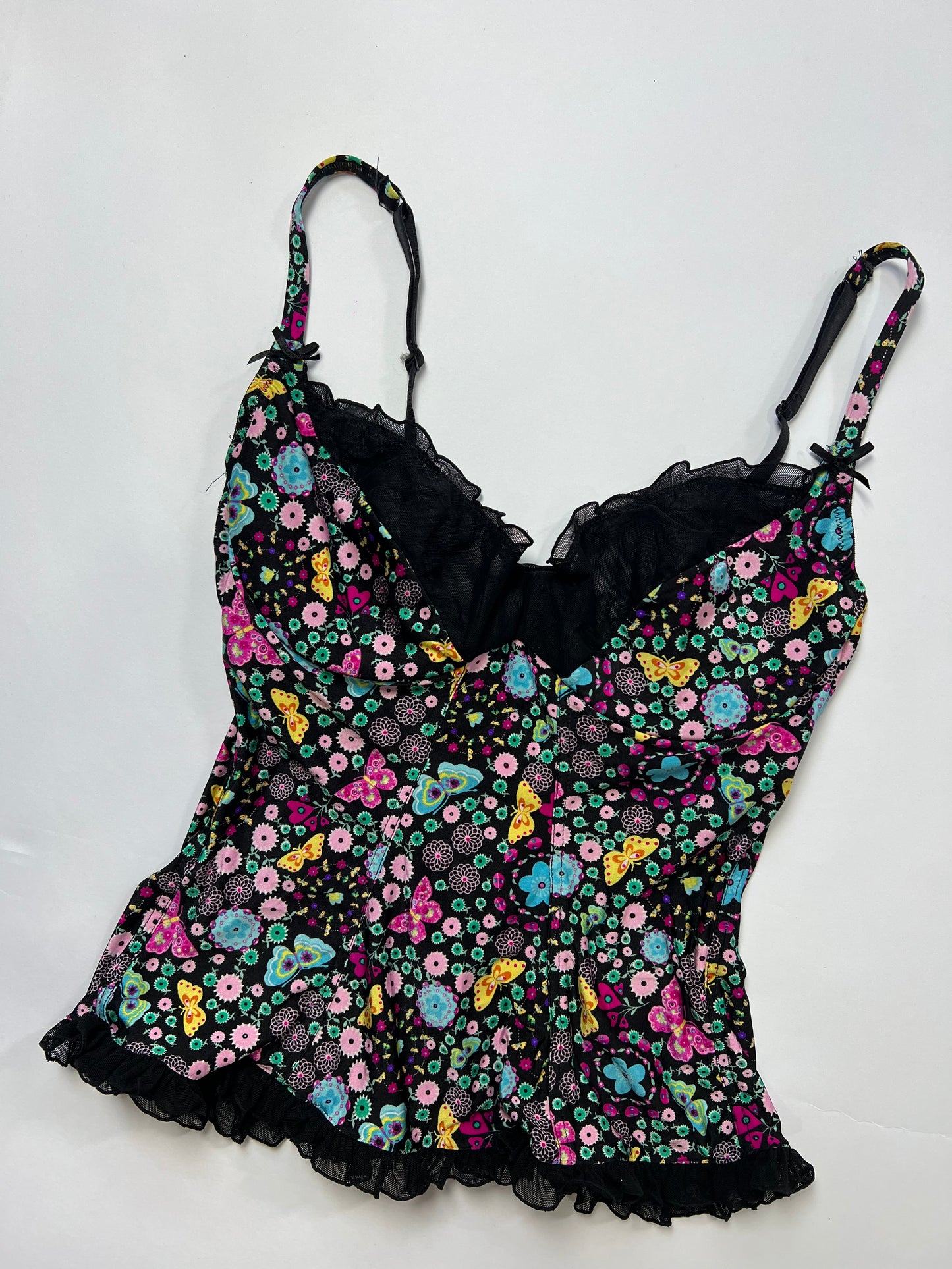 Victoria Secret Butterfly Print Lace Trim Cami