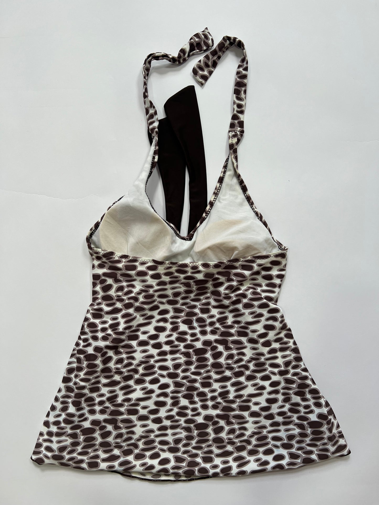 Brown Abstract Print Tankini Halter