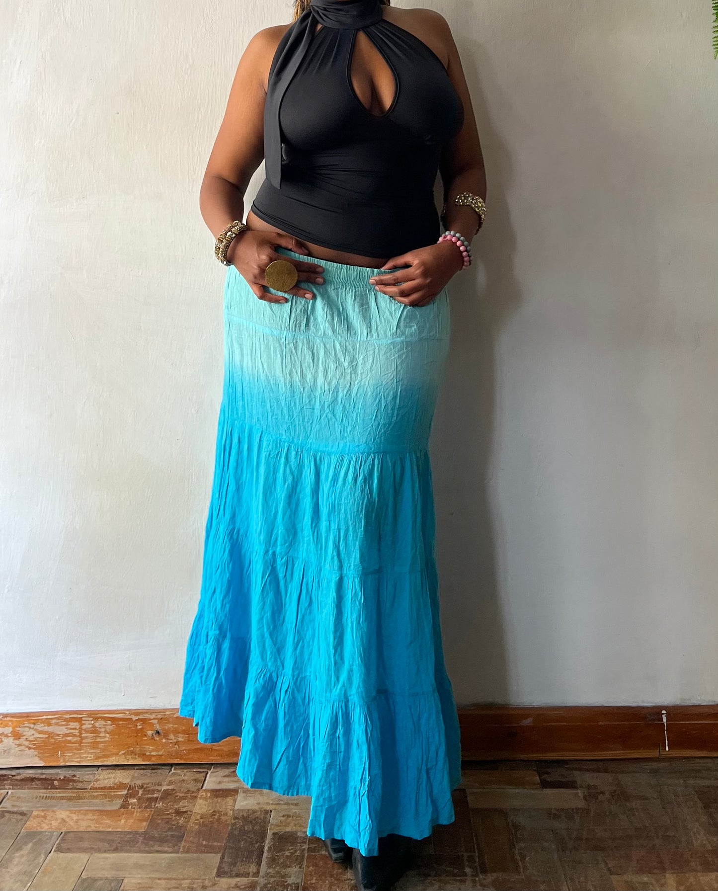 Blue gradient toned maxi skirt
