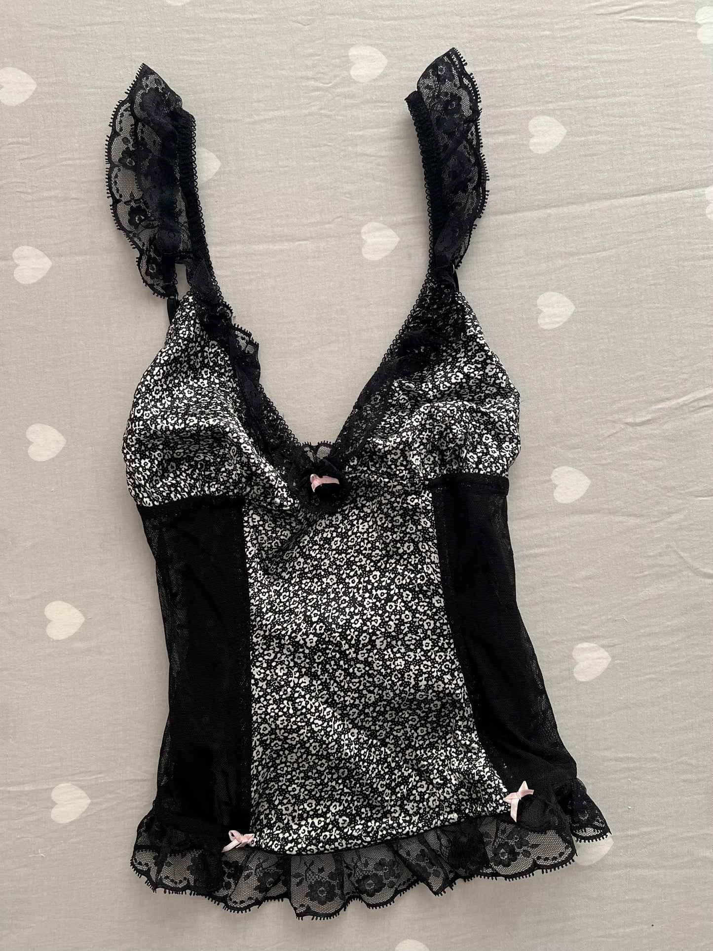 Lace trim corset cami top