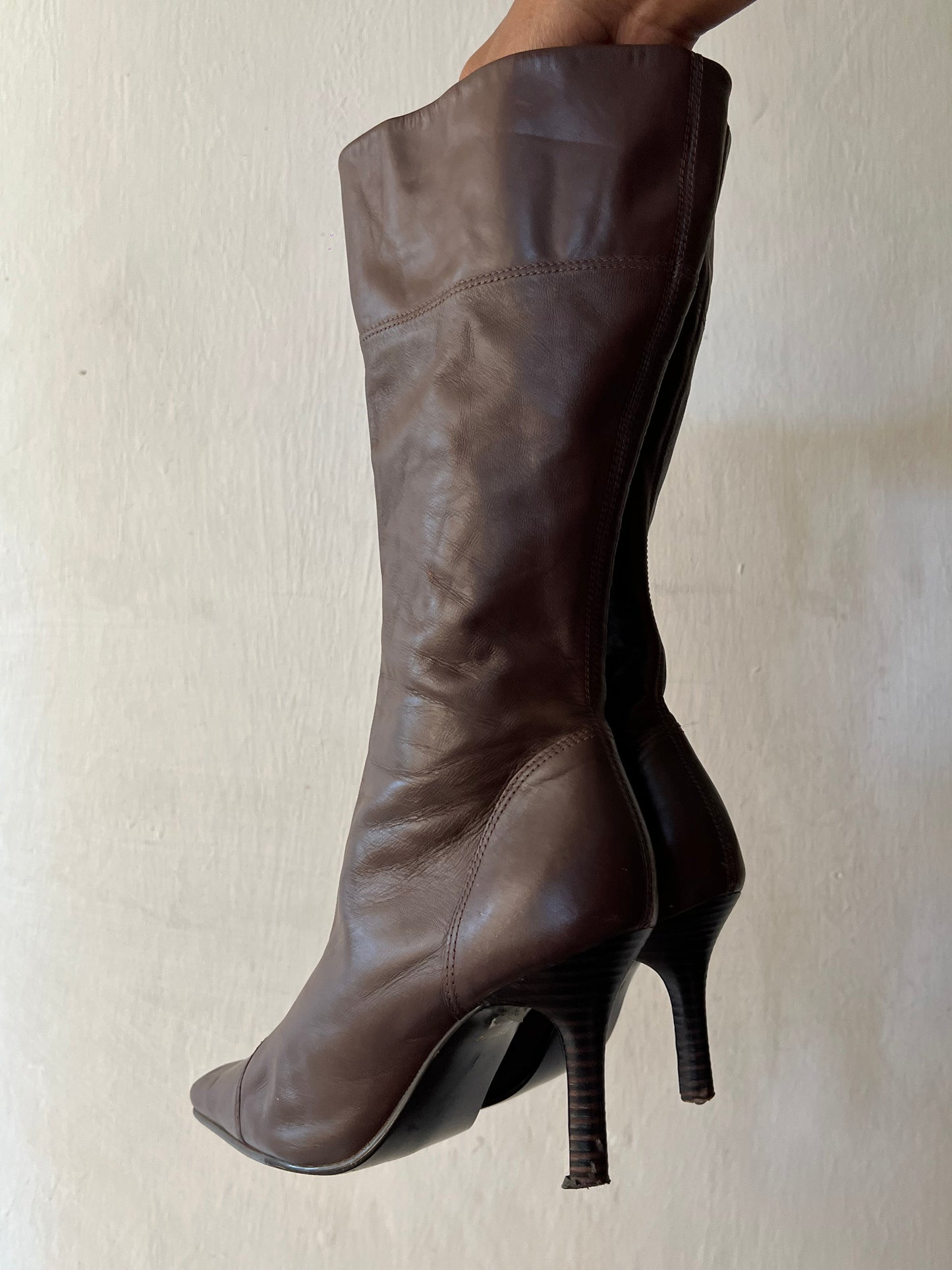 Square Toe Leather Boots