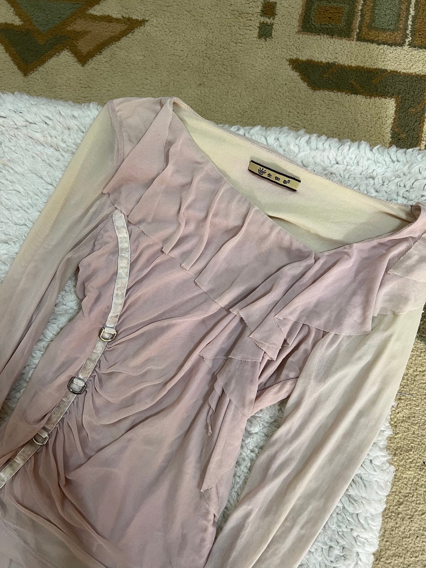 Mesh Ruffle Top