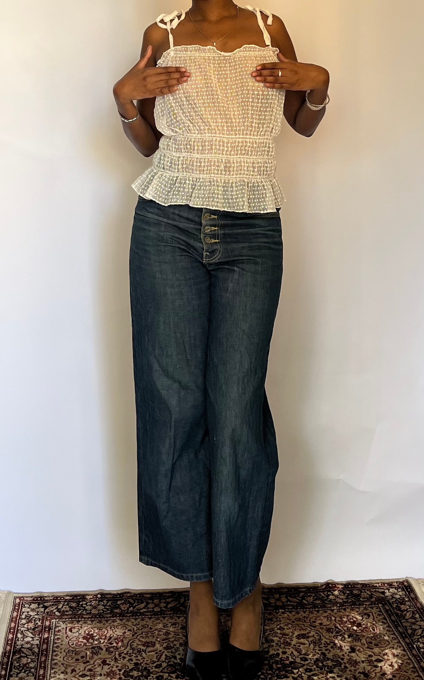 Sheer smoked waist cami top