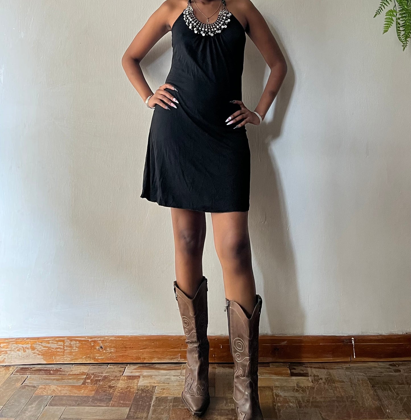 Beaded halter dress