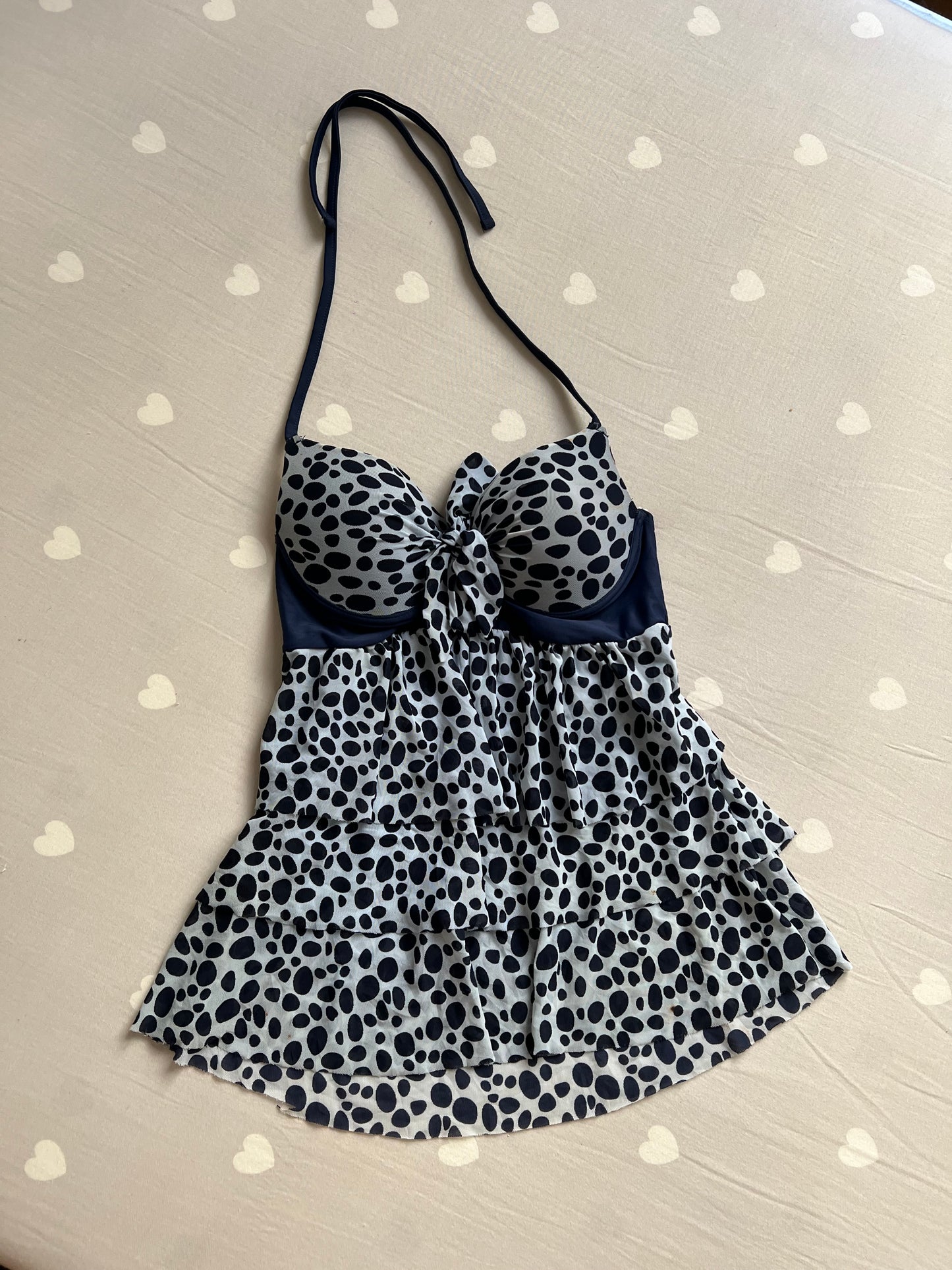 Ruffled mesh halter top