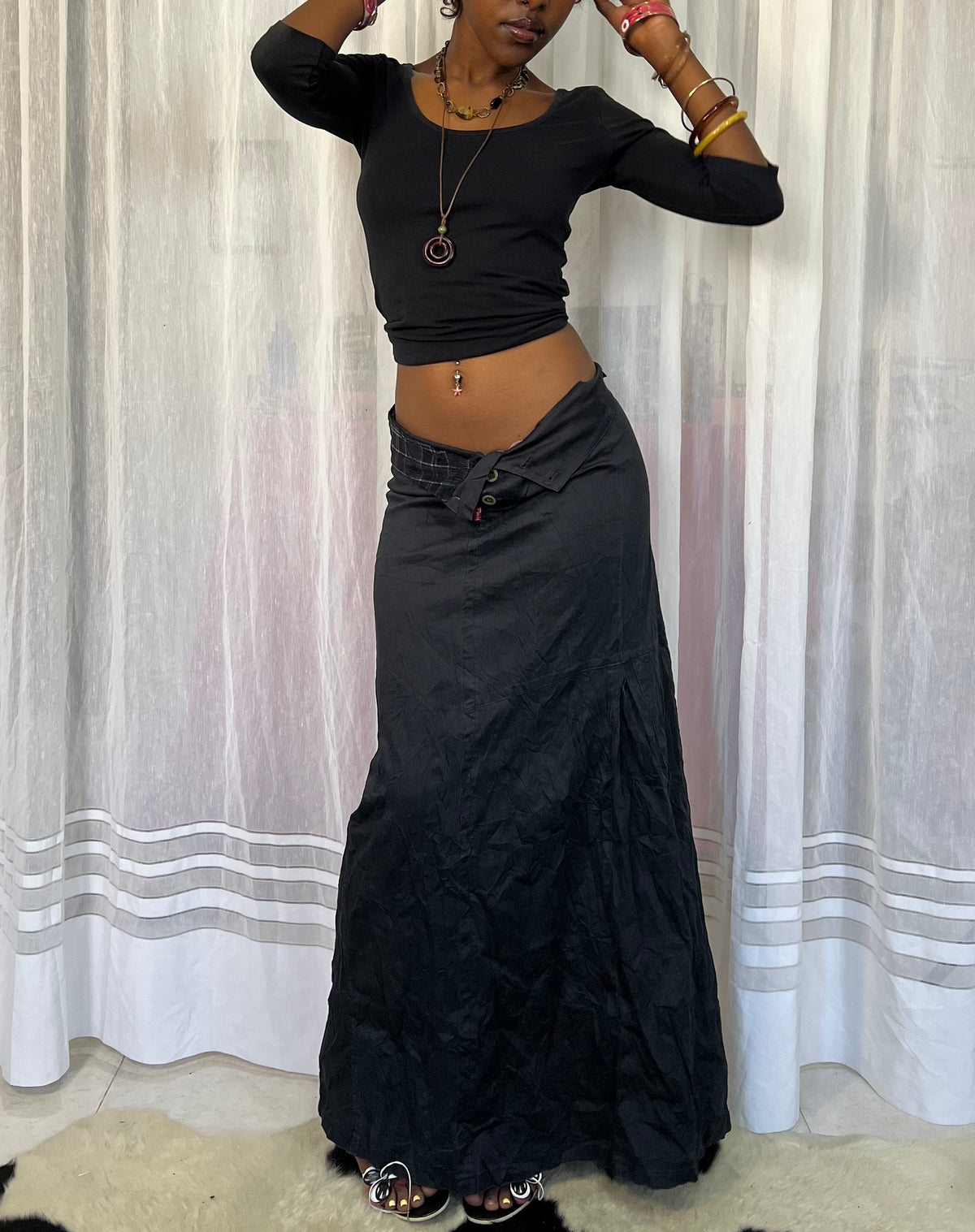 Black Maxi Cargo Skirt