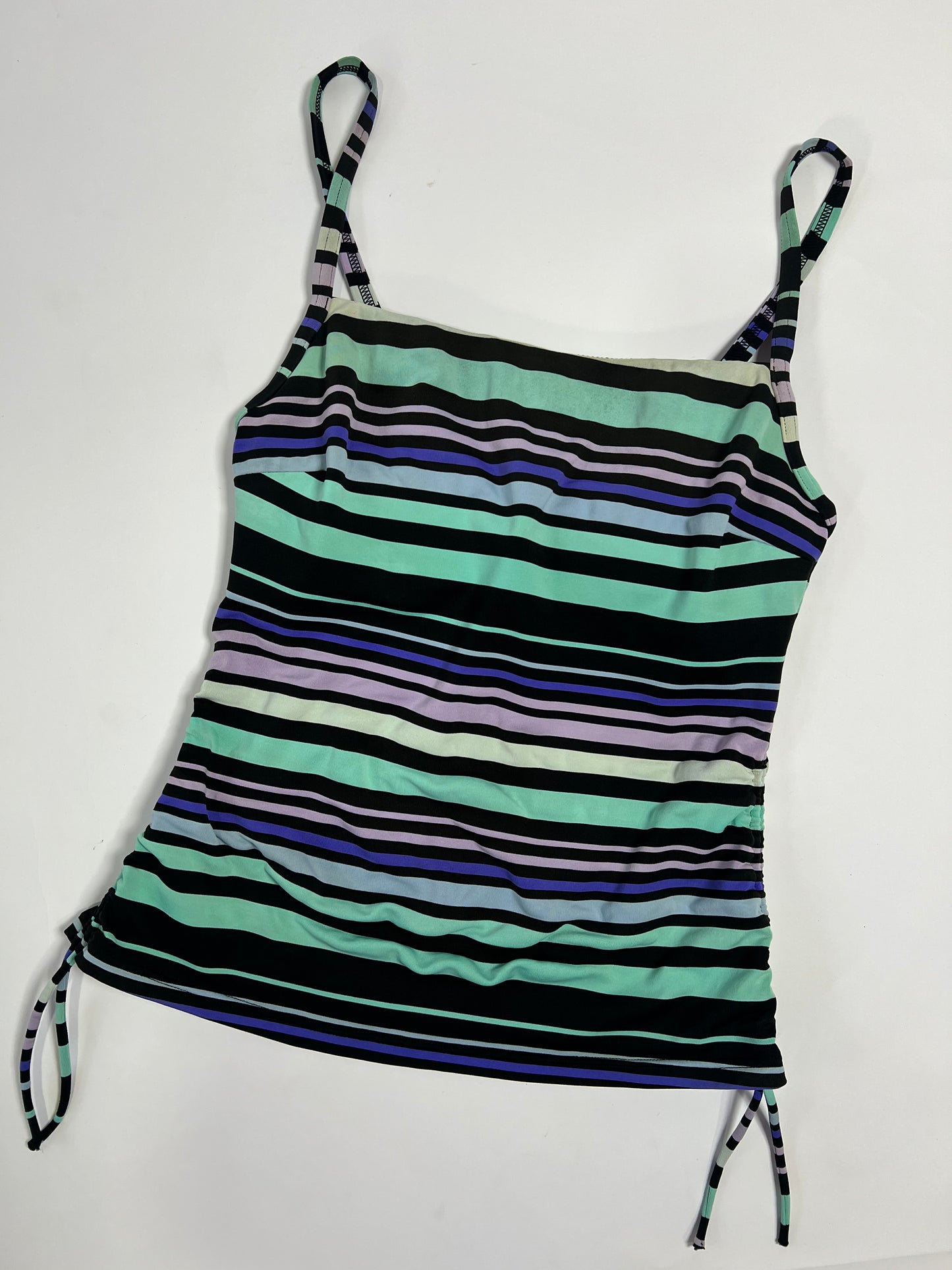 Mint Stripe Ruched Tankini Top
