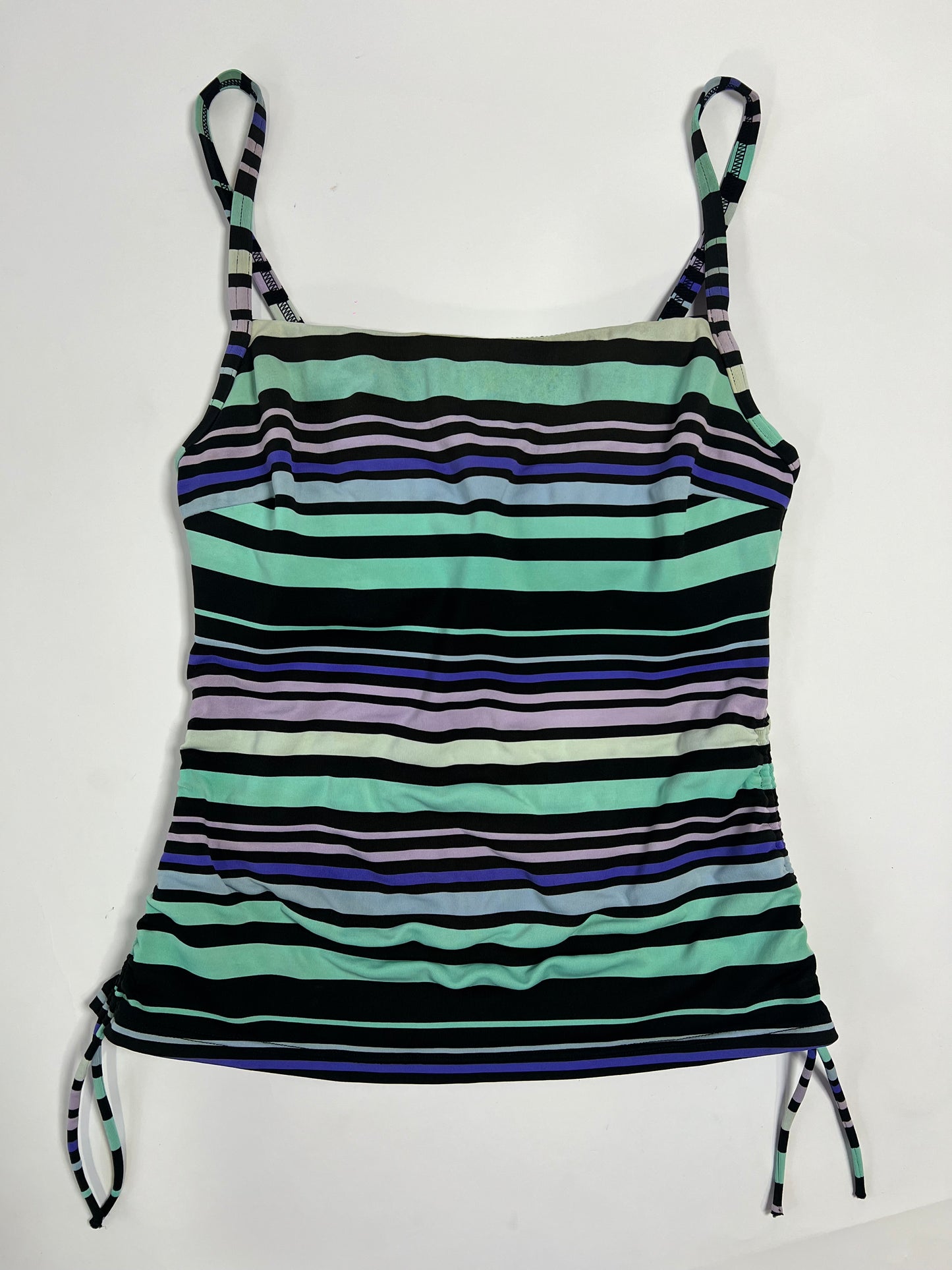 Mint Stripe Ruched Tankini Top