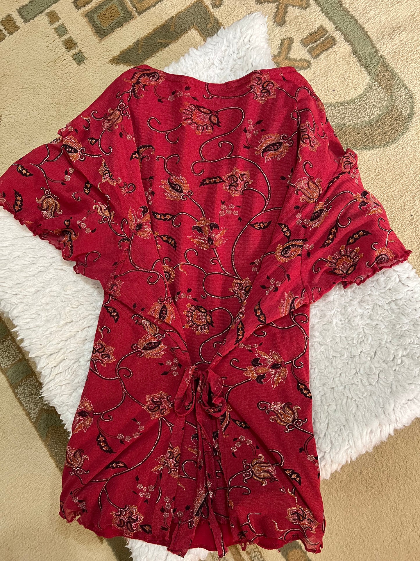 Cherry Paisley Mesh Top