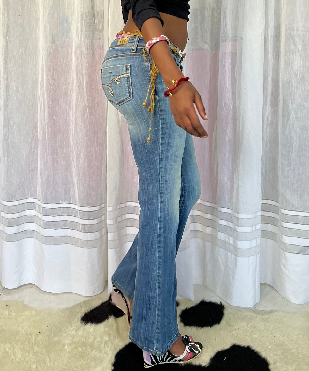 Mid-Wash Flared Jeans