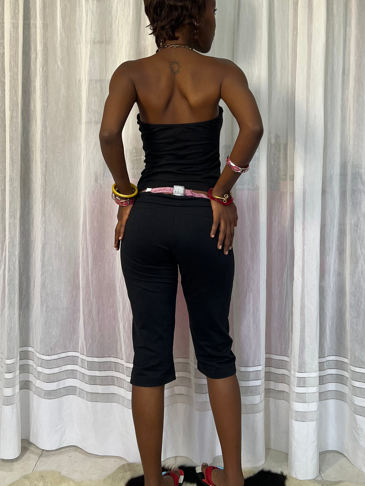 Black Bandeau + Adidas Capri Set