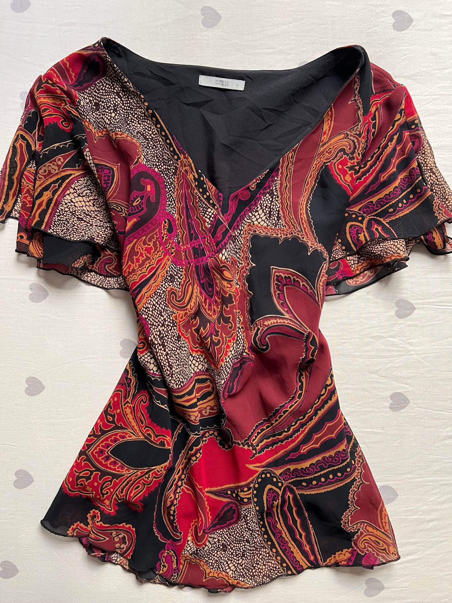 Floral whimsy chiffon top