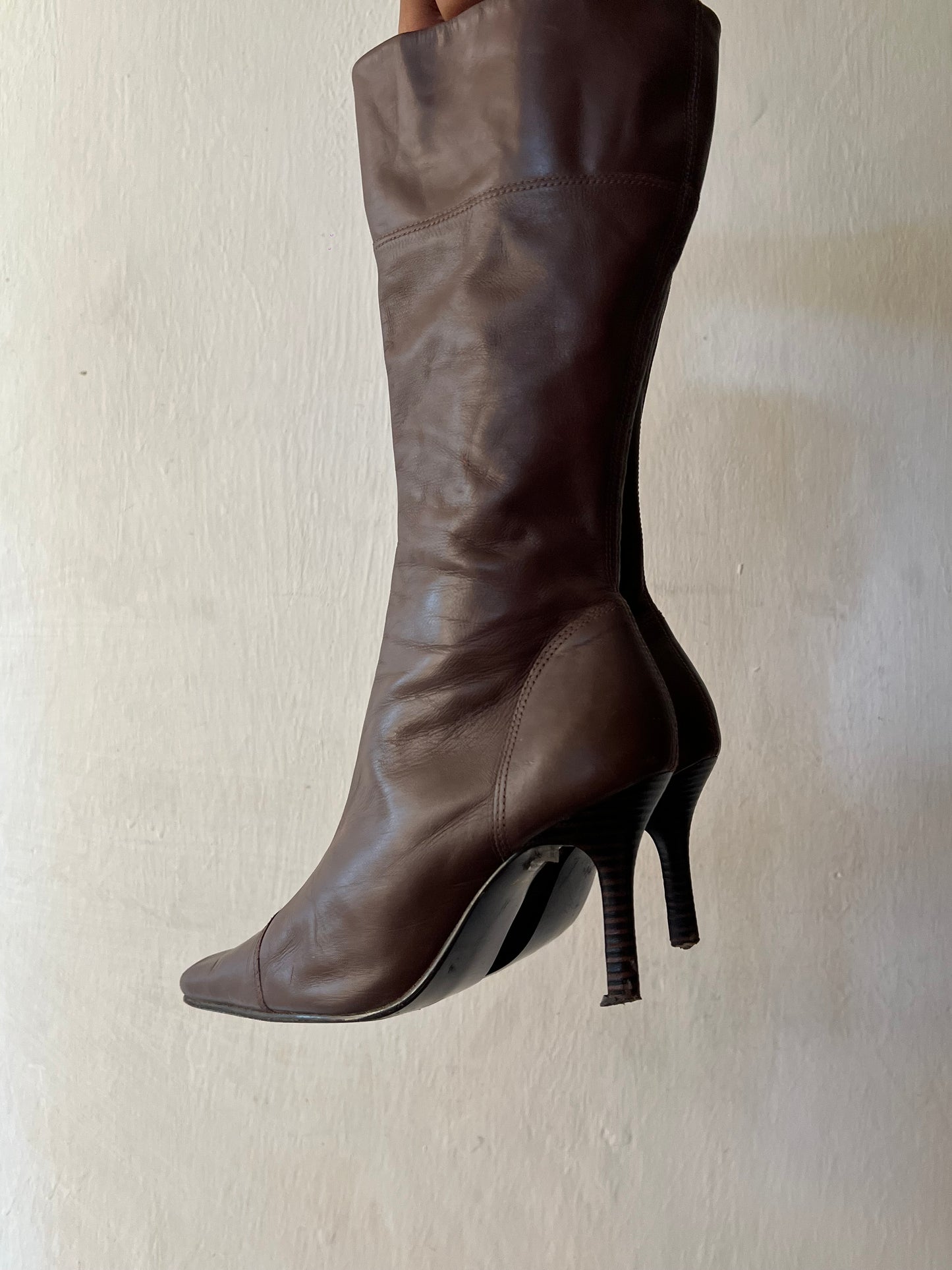 Square Toe Leather Boots