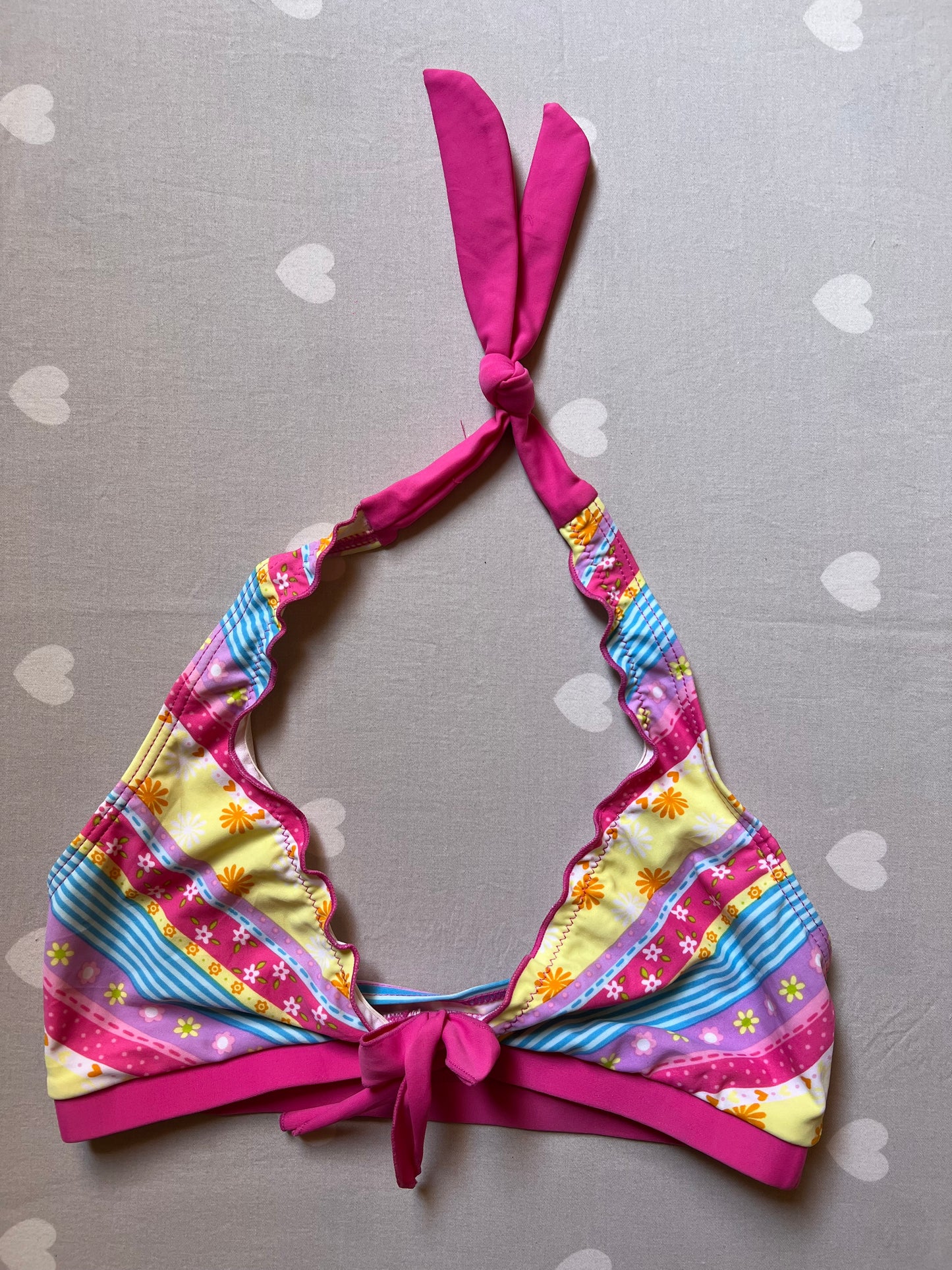 Multicolored floral print bikini top