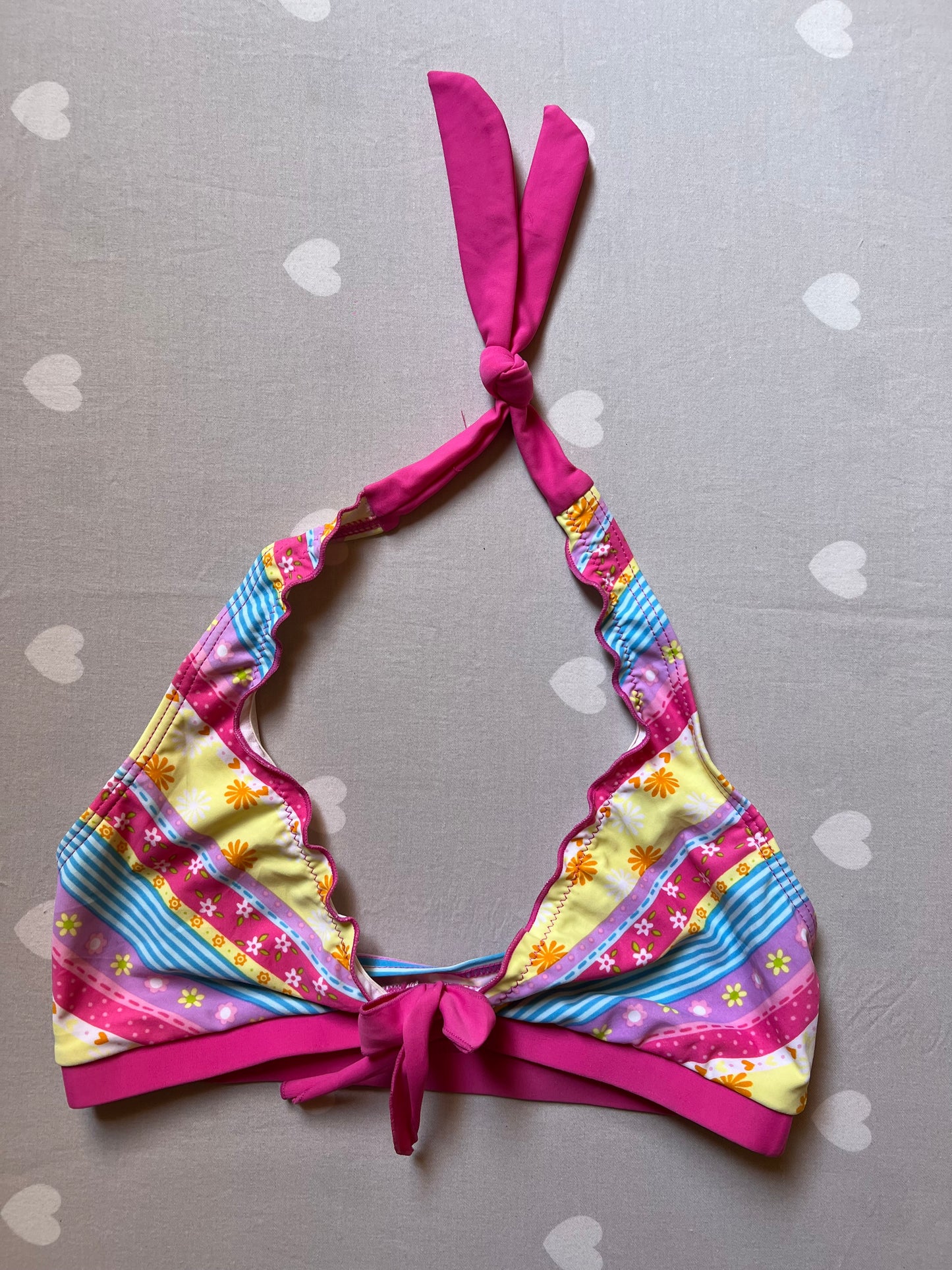 Multicolored floral print bikini top