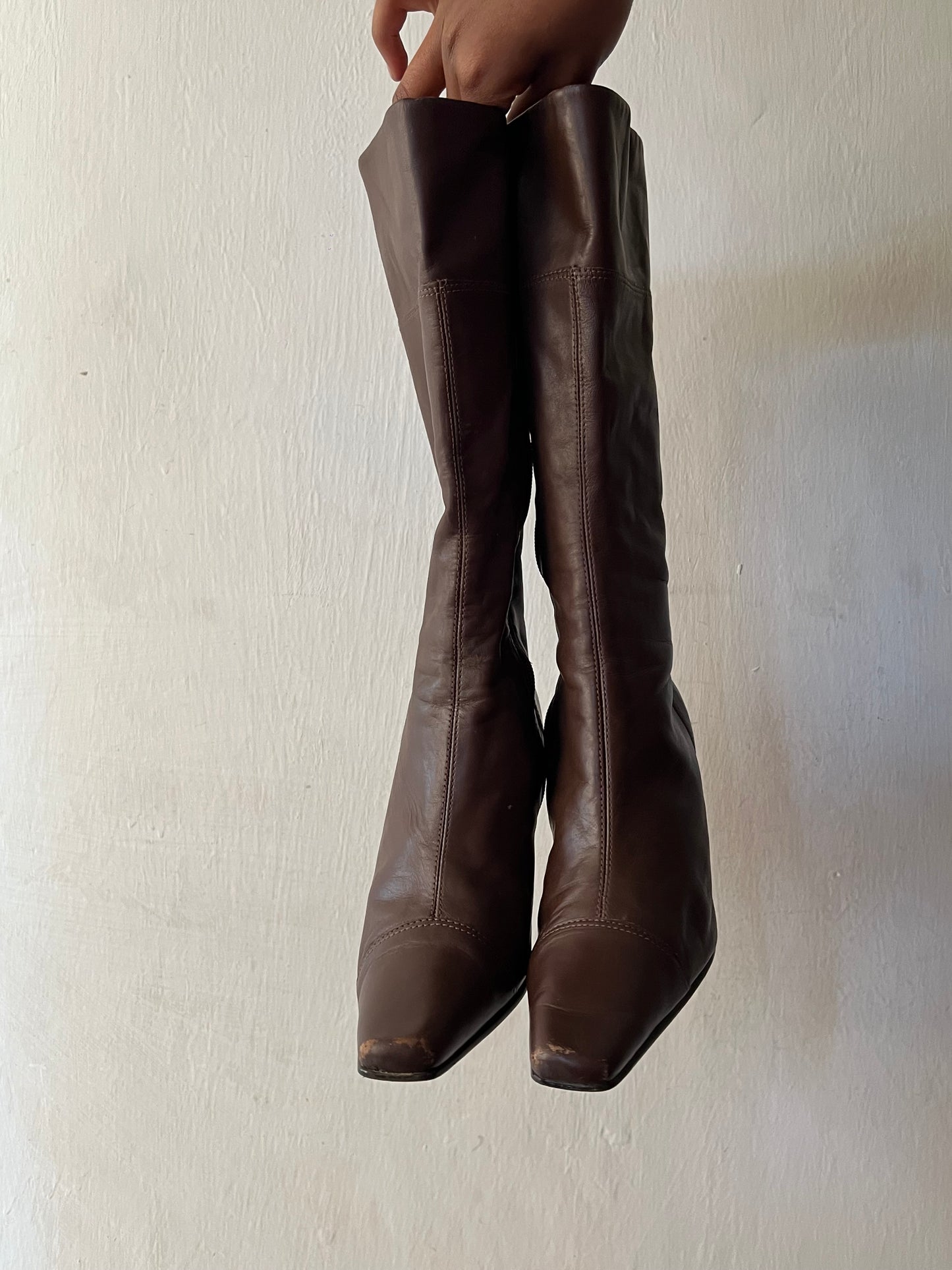 Square Toe Leather Boots