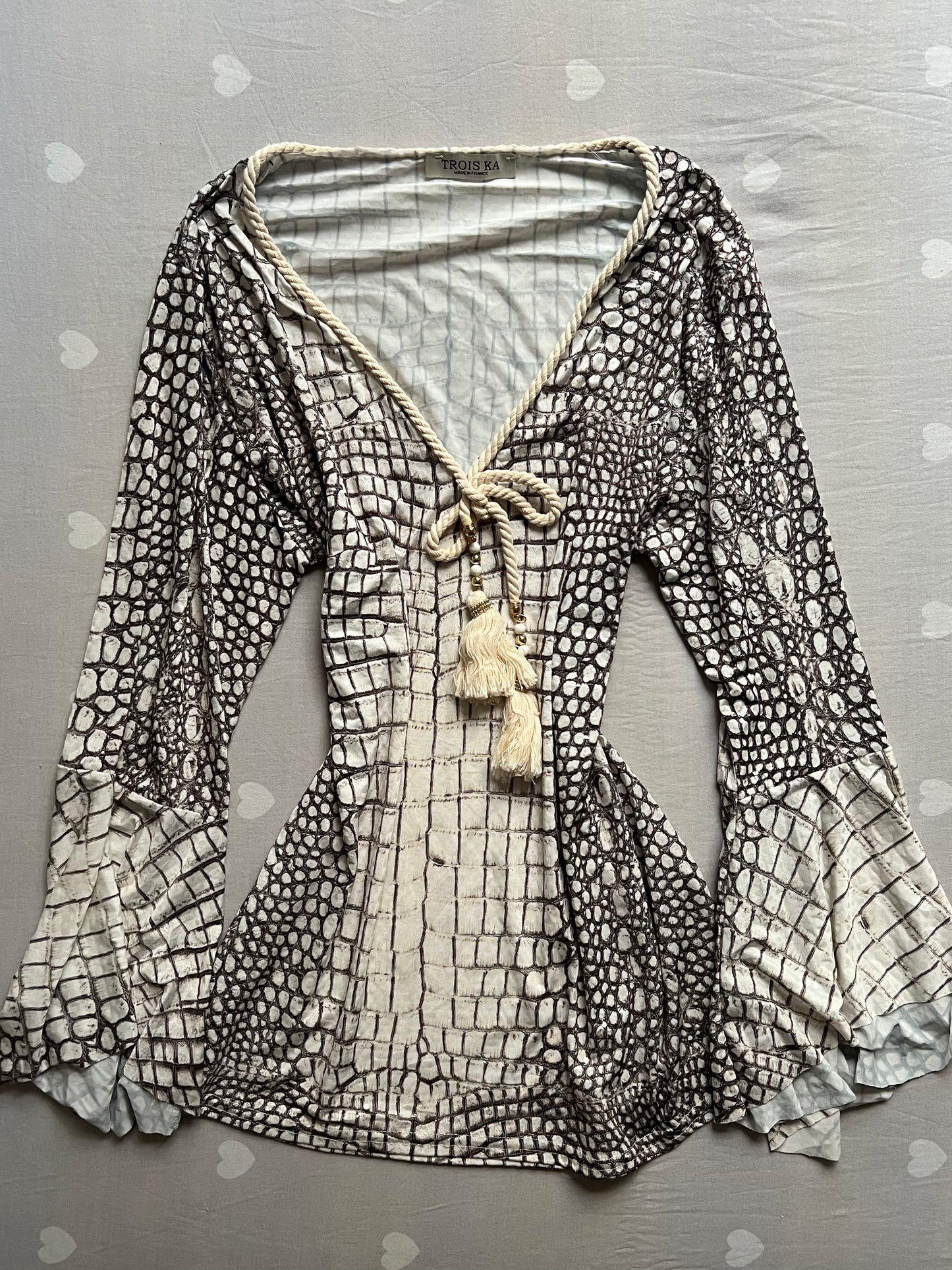 Crocodile Print Boho Long Sleeve Top