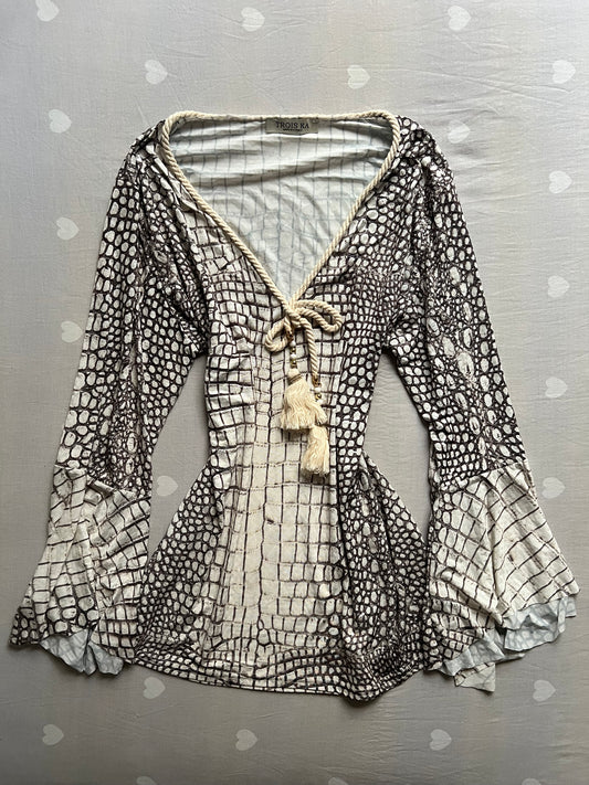 Crocodile Print Boho Long Sleeve Top