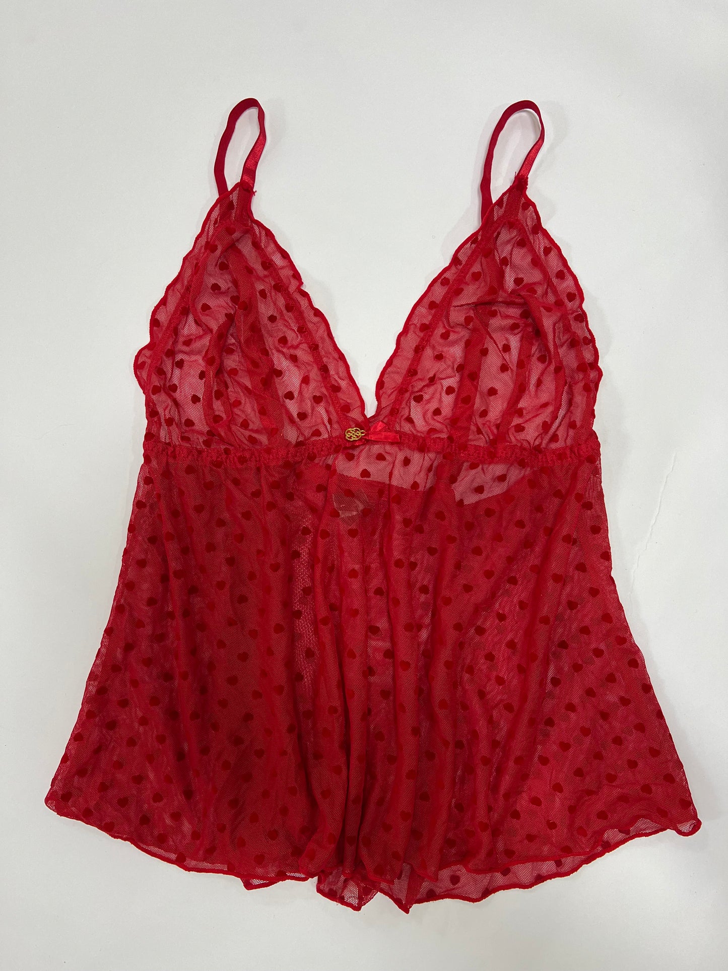 Red Heart Mesh Babydoll Cami