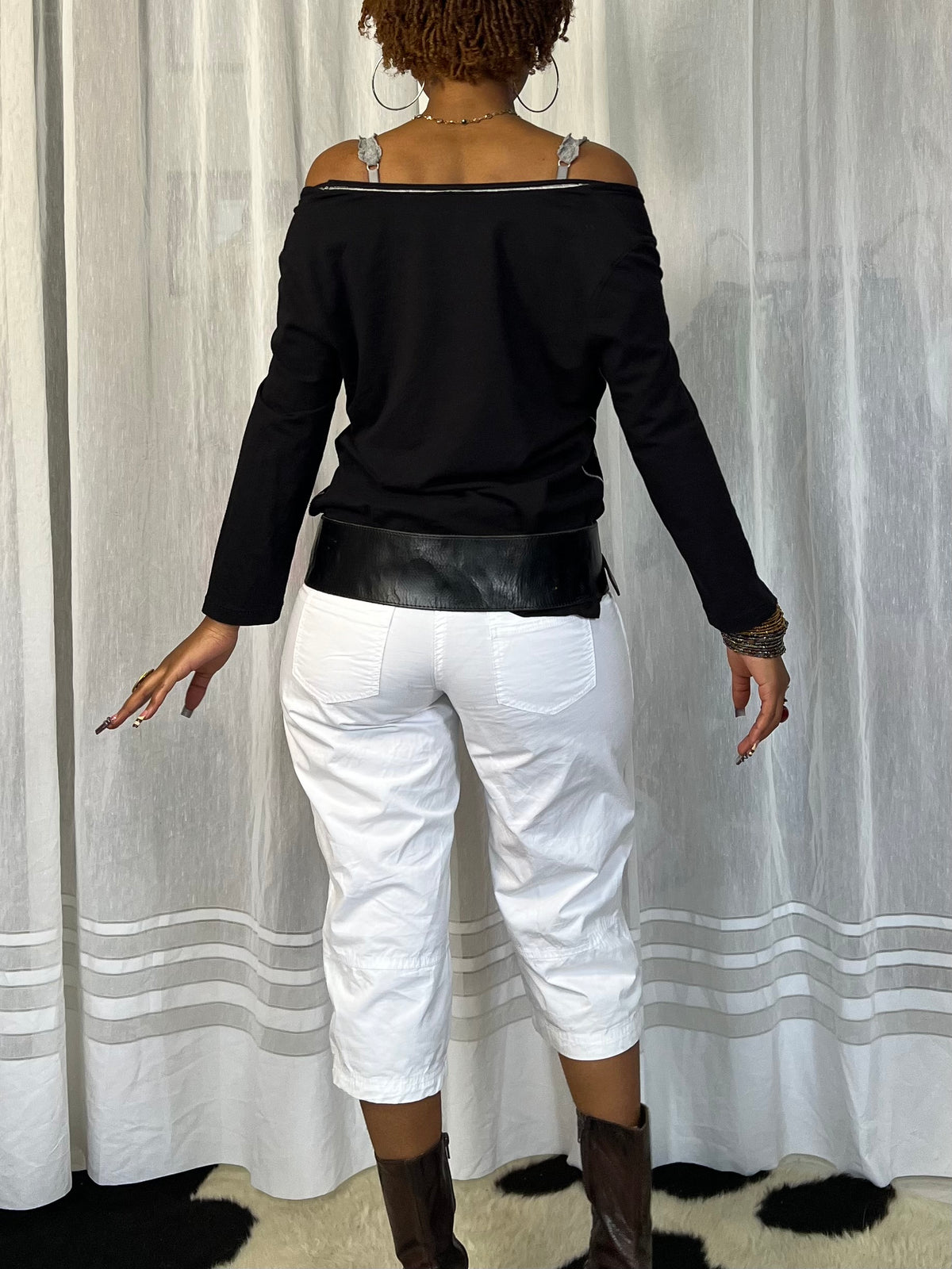 Black Abstract Graphic Long sleeve Top