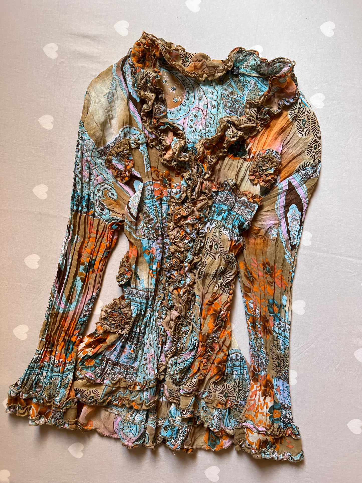 Pleated vintage ruffle blouse