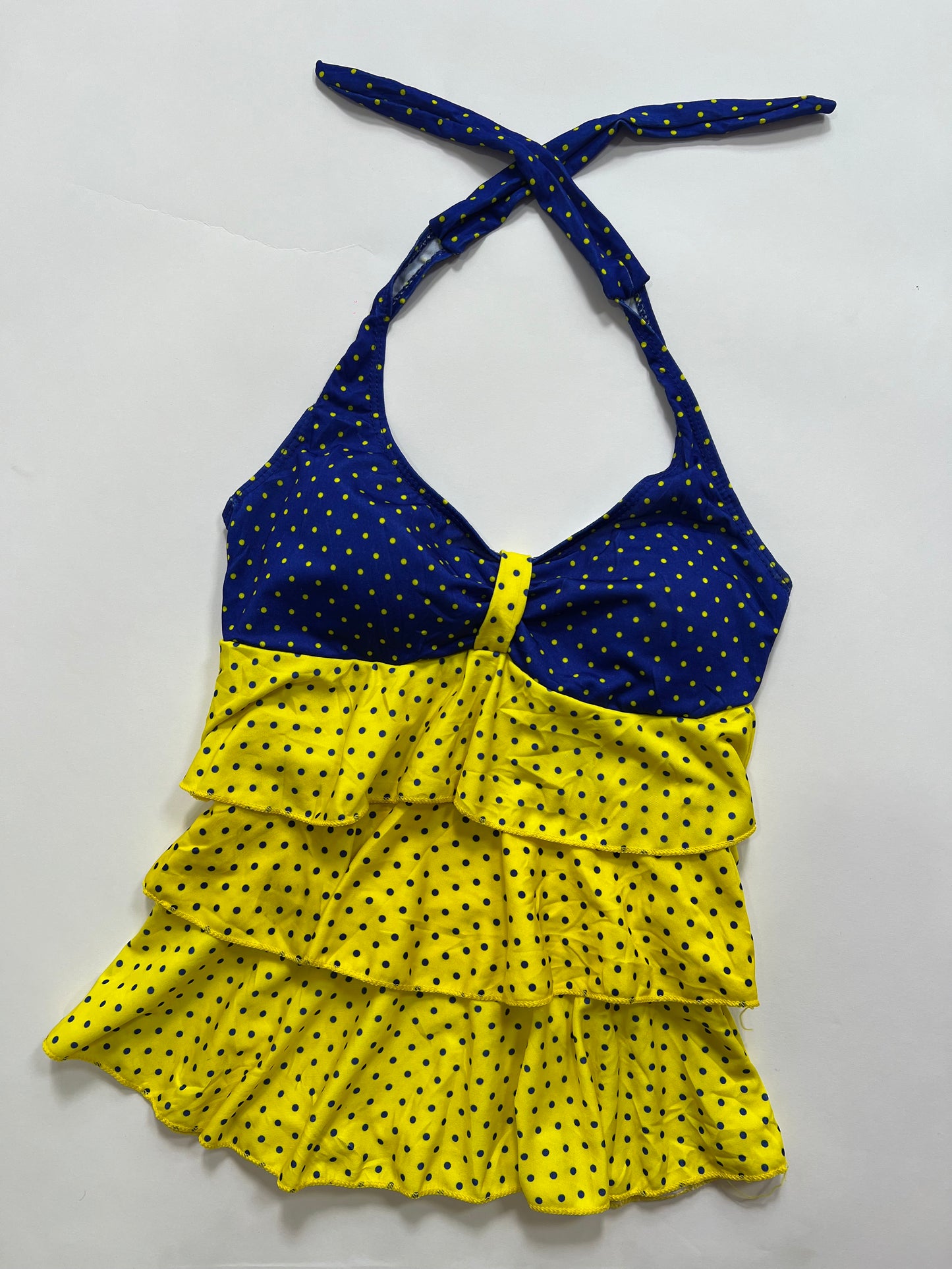 Blue & Yellow Polka Dot Halter Top