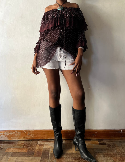 Vintage ruffled boho top