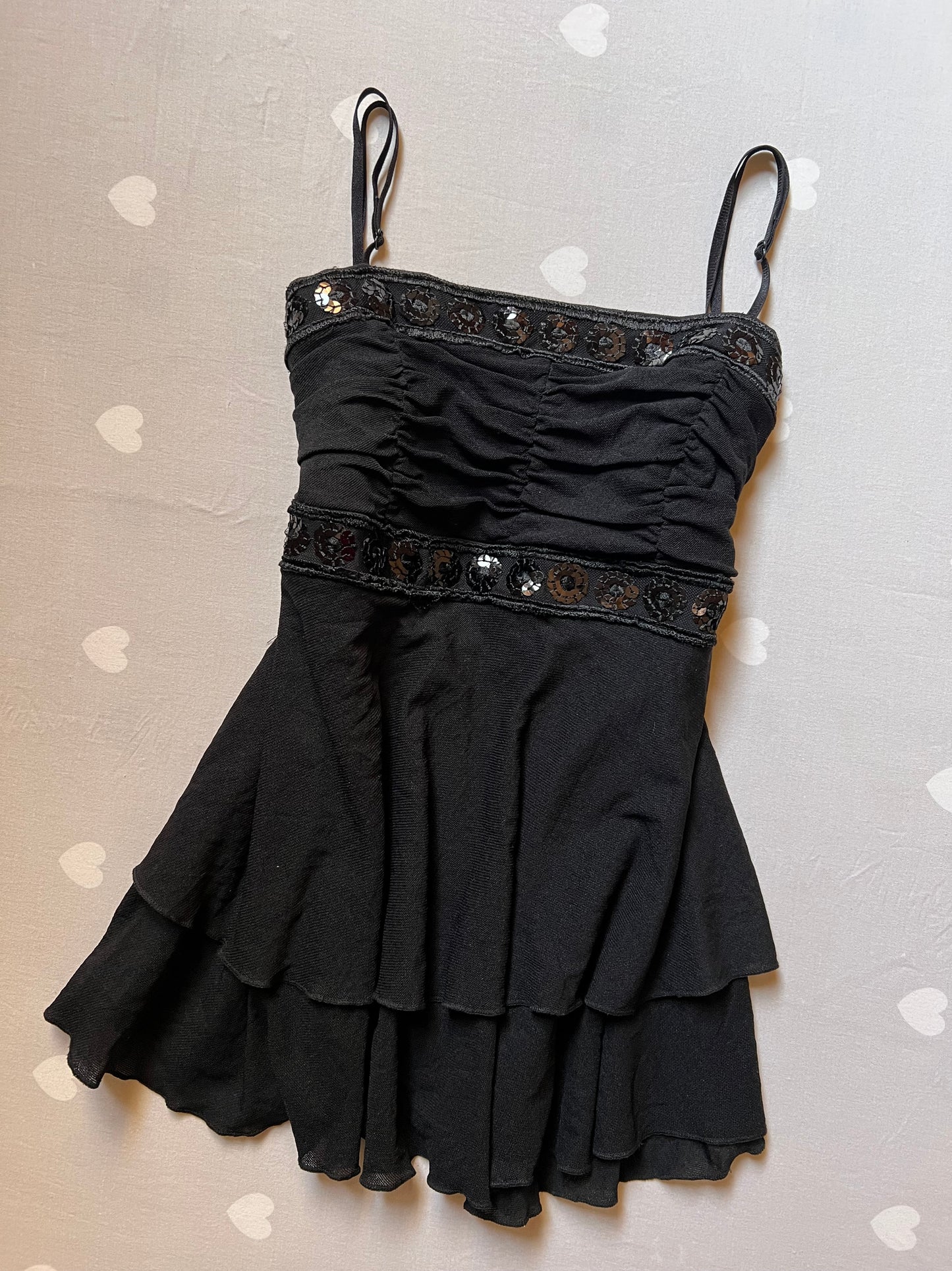 Tiered sequined baby doll cami top