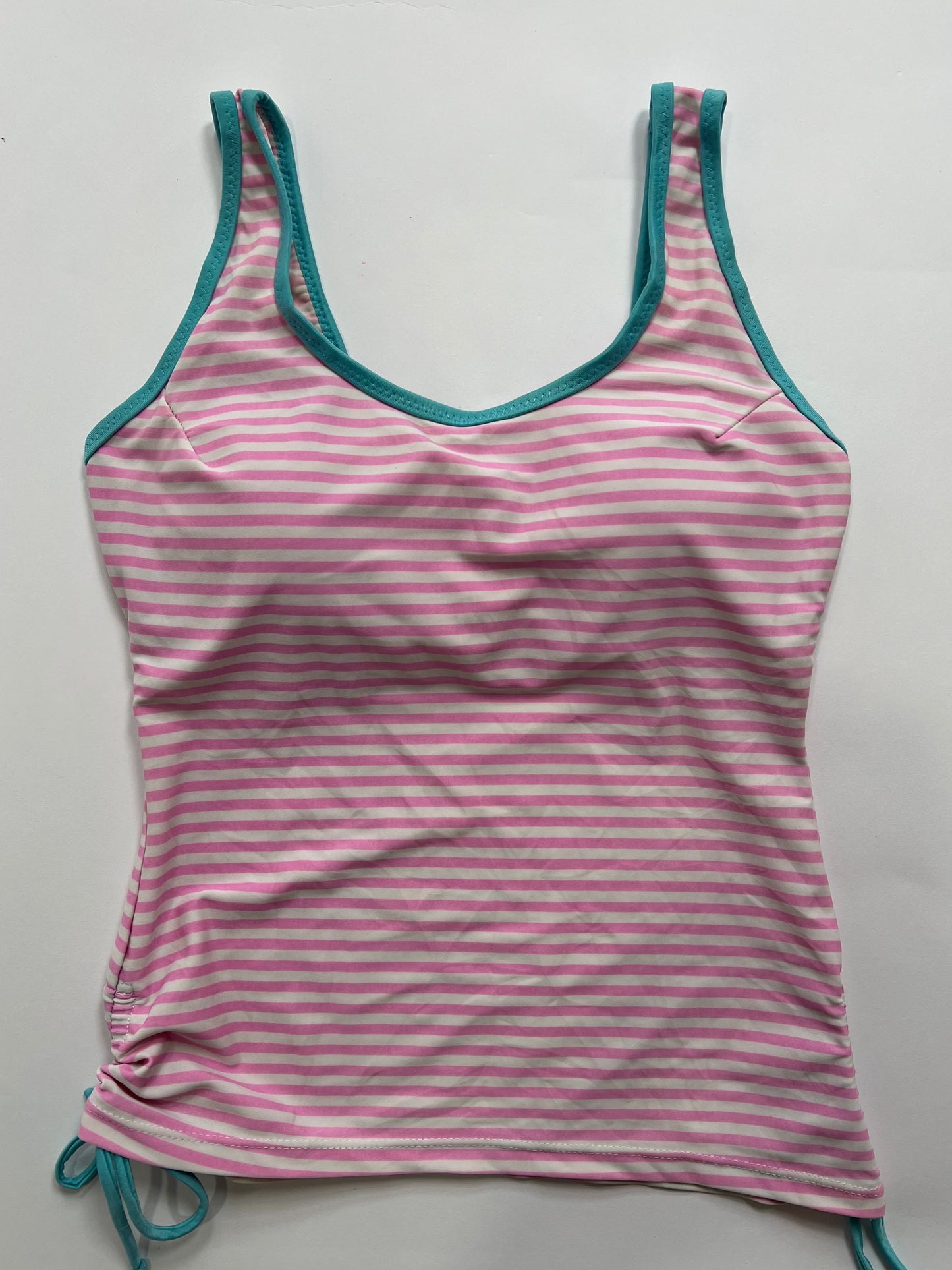 Pink Striped Ruched Tankini