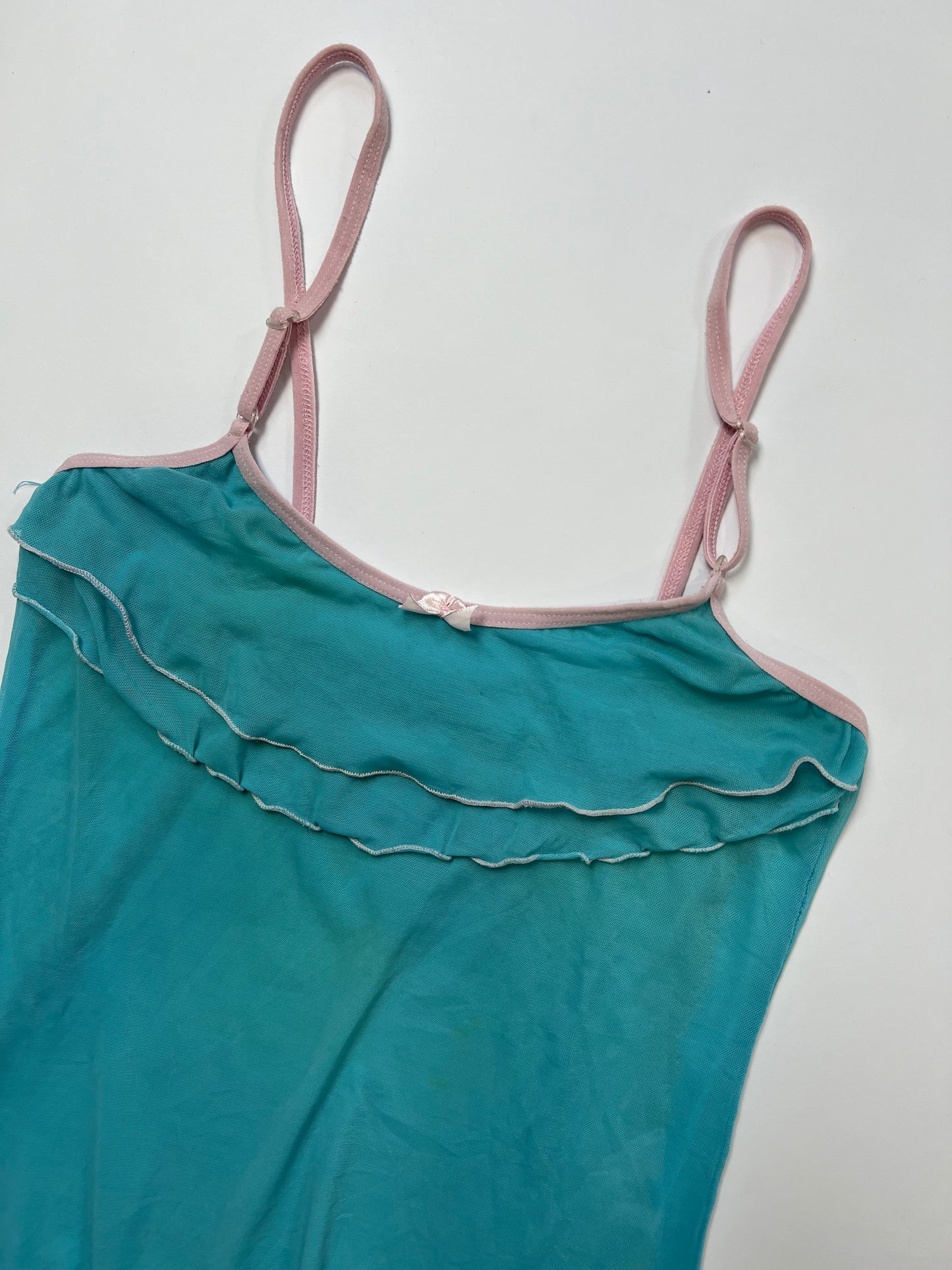 Aqua Ruffle Mesh Cami