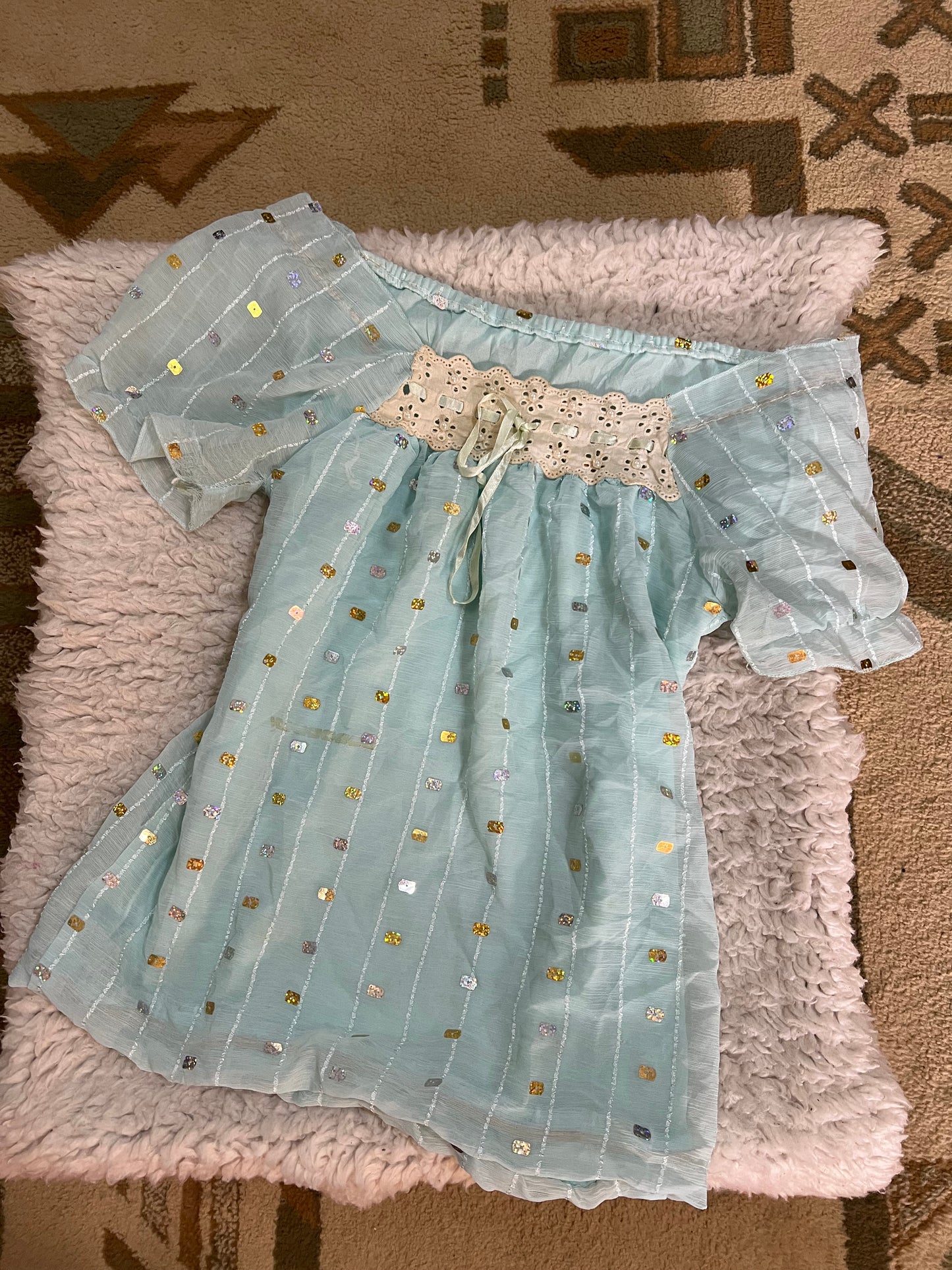 Mint Sequin Babydoll Dress