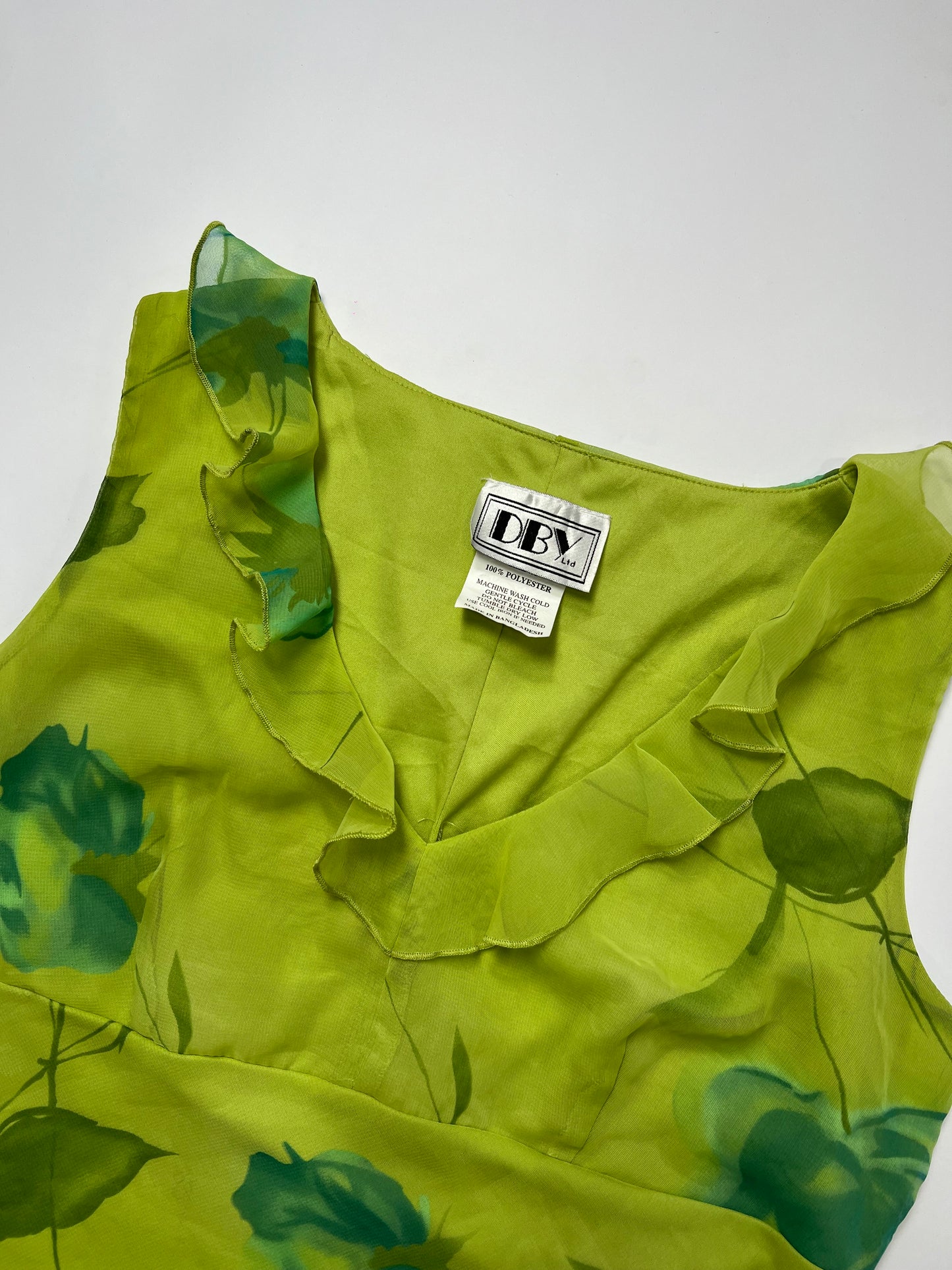 Vintage Floral Chiffon Ruffle Top