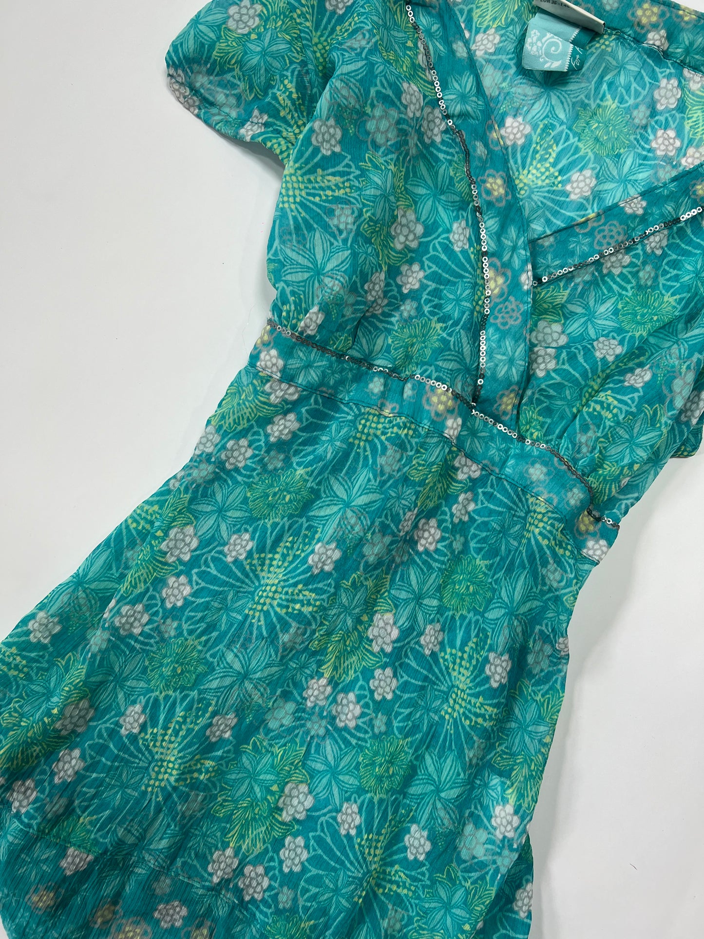 Turquoise Floral Tie-Back Top