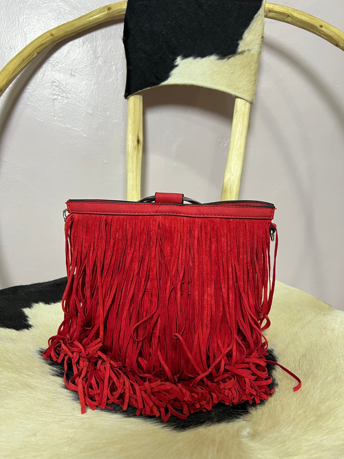 Suede fringe bag