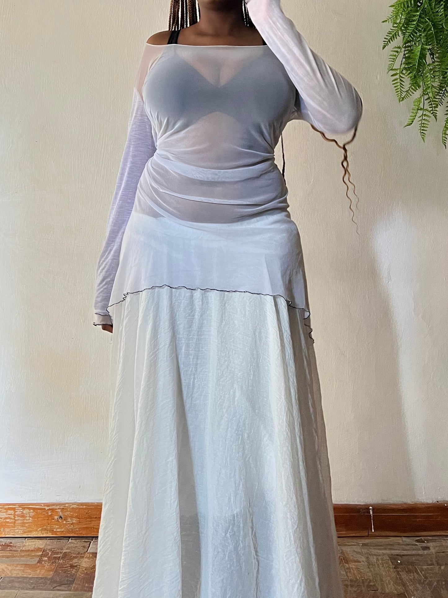 Sheer asymmetrical dress