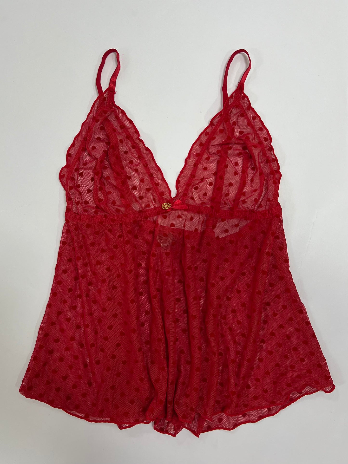Red Heart Mesh Babydoll Cami