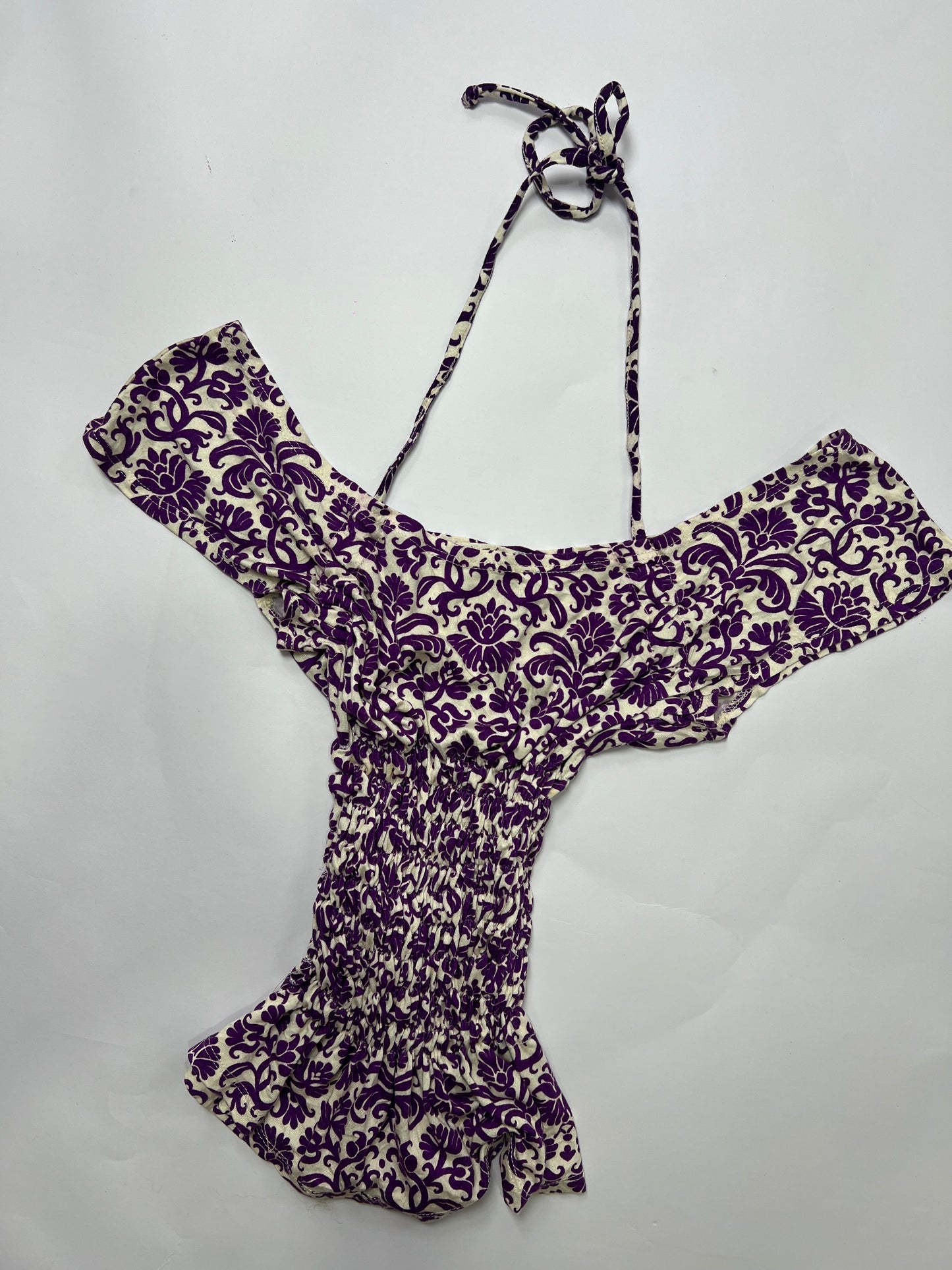 Purple Baroque Off-Shoulder Halter Top