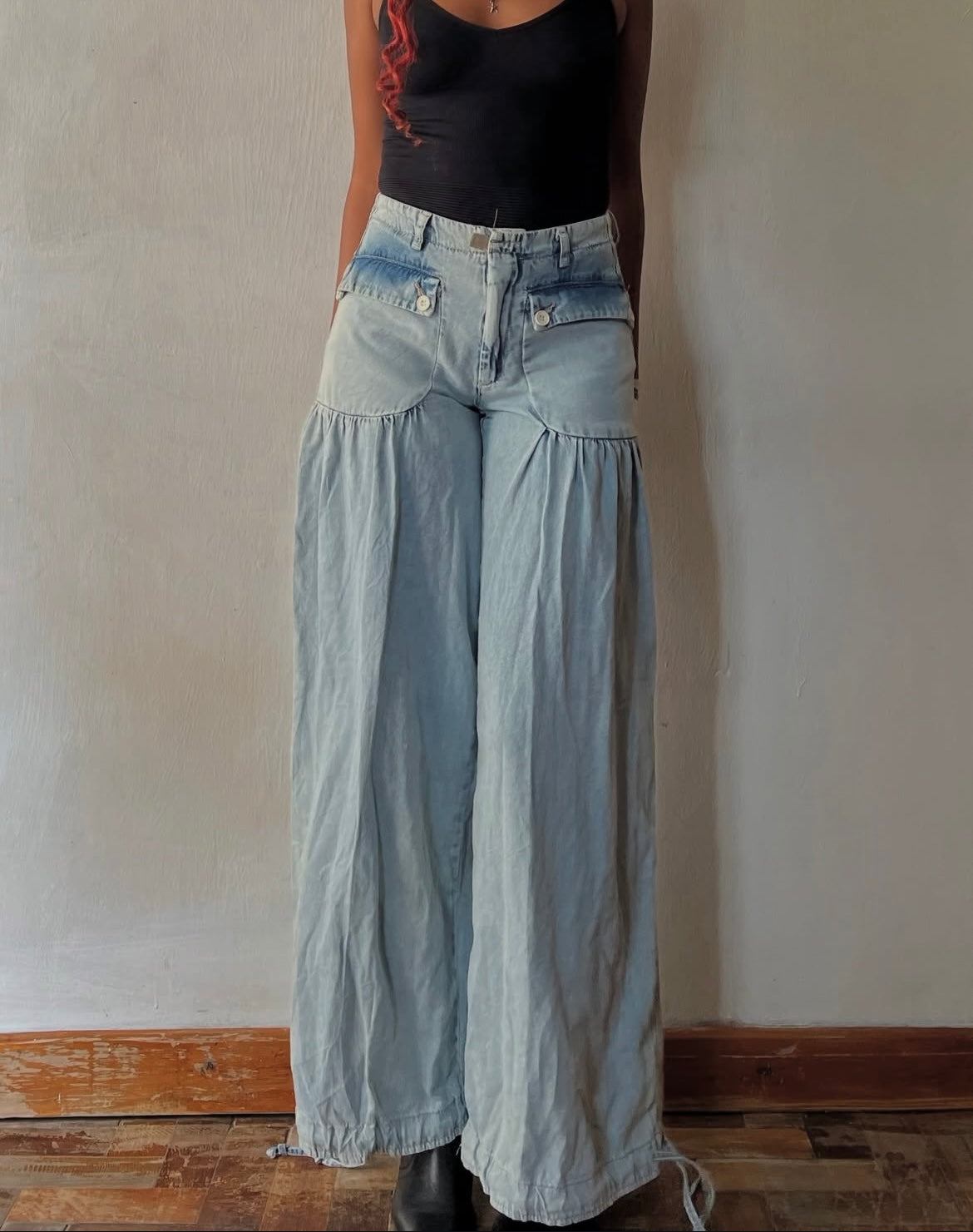 Retro wide leg pants
