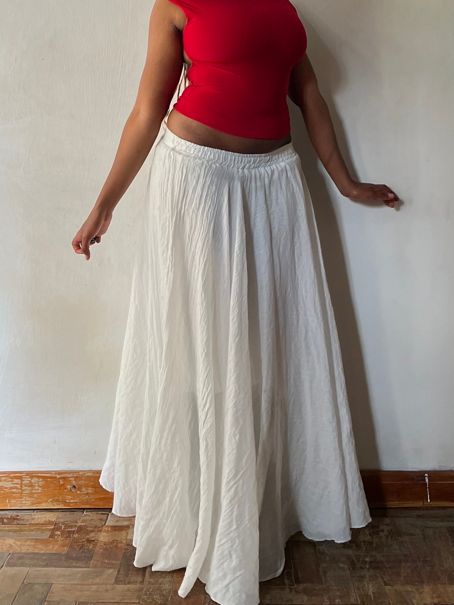 White Cotton Maxi Skirt