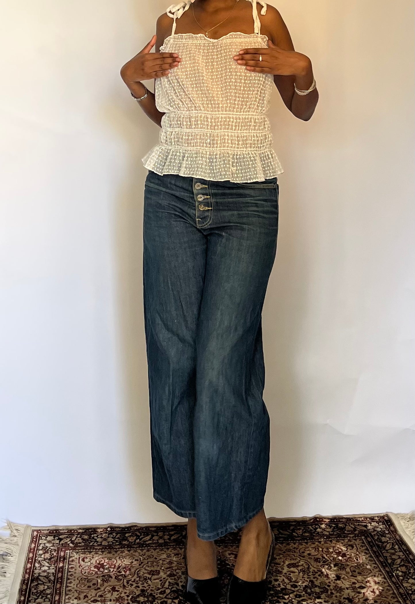 Sheer smoked waist cami top