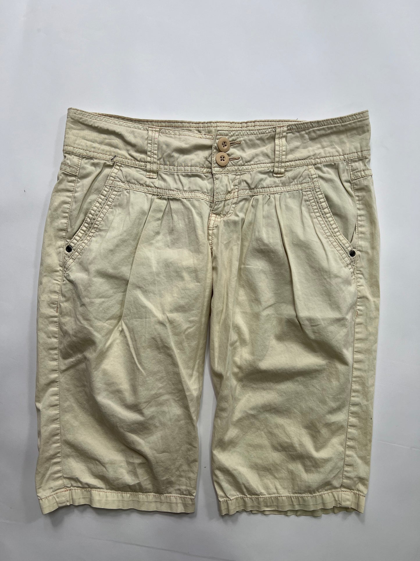 Cream Cotton Capri Pants