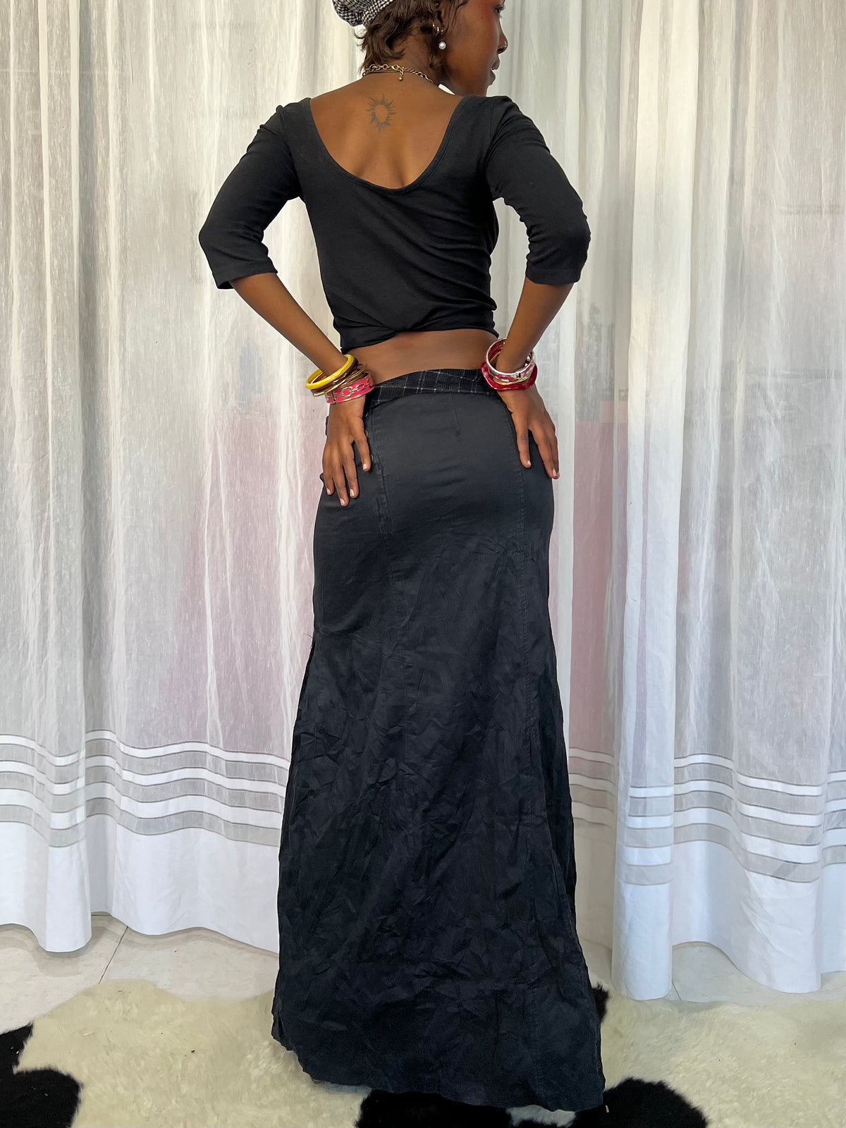 Black Maxi Cargo Skirt
