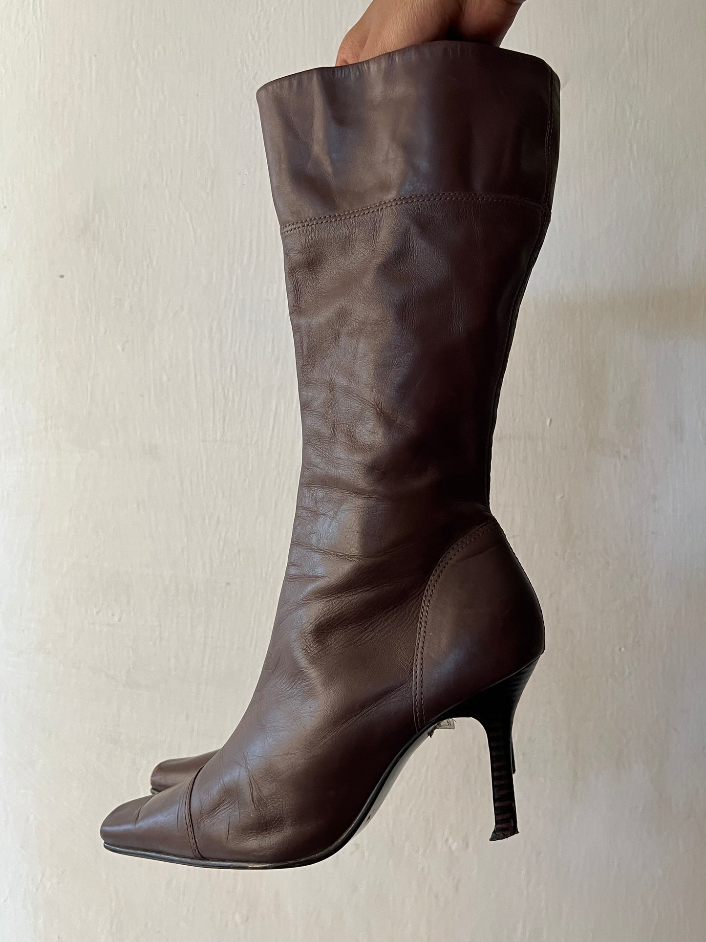 Square Toe Leather Boots