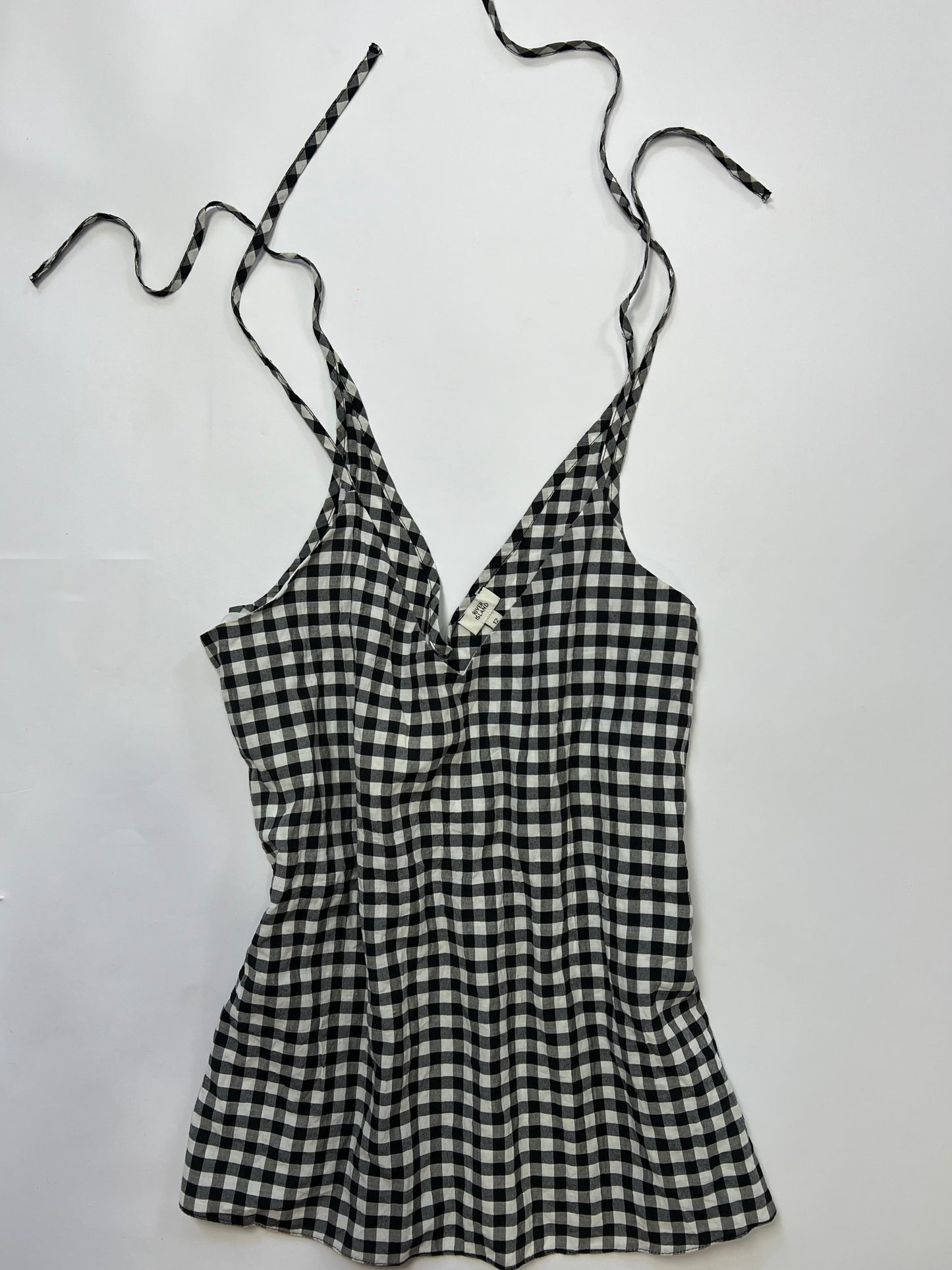 Gingham Tie-Shoulder Top