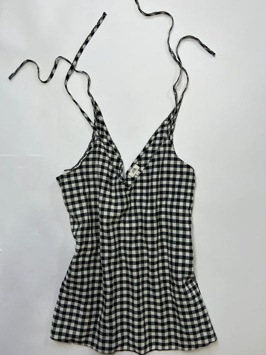 Gingham Tie-Shoulder Top